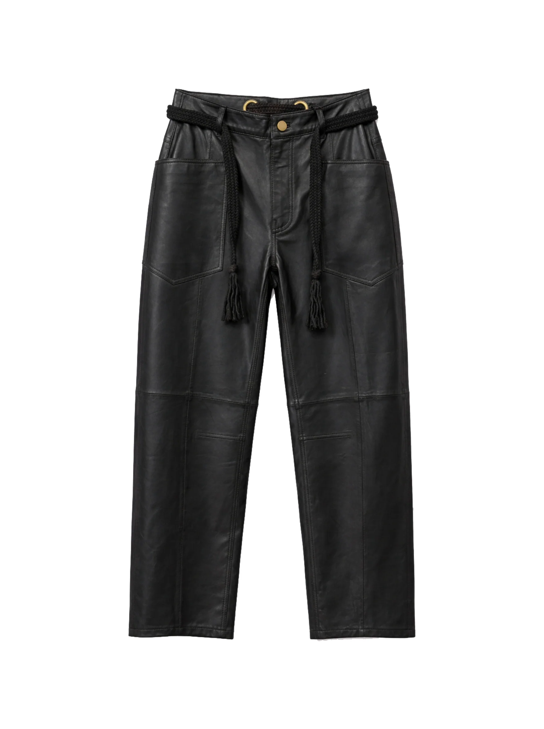 Barrel leather pants with a belt - Image 4