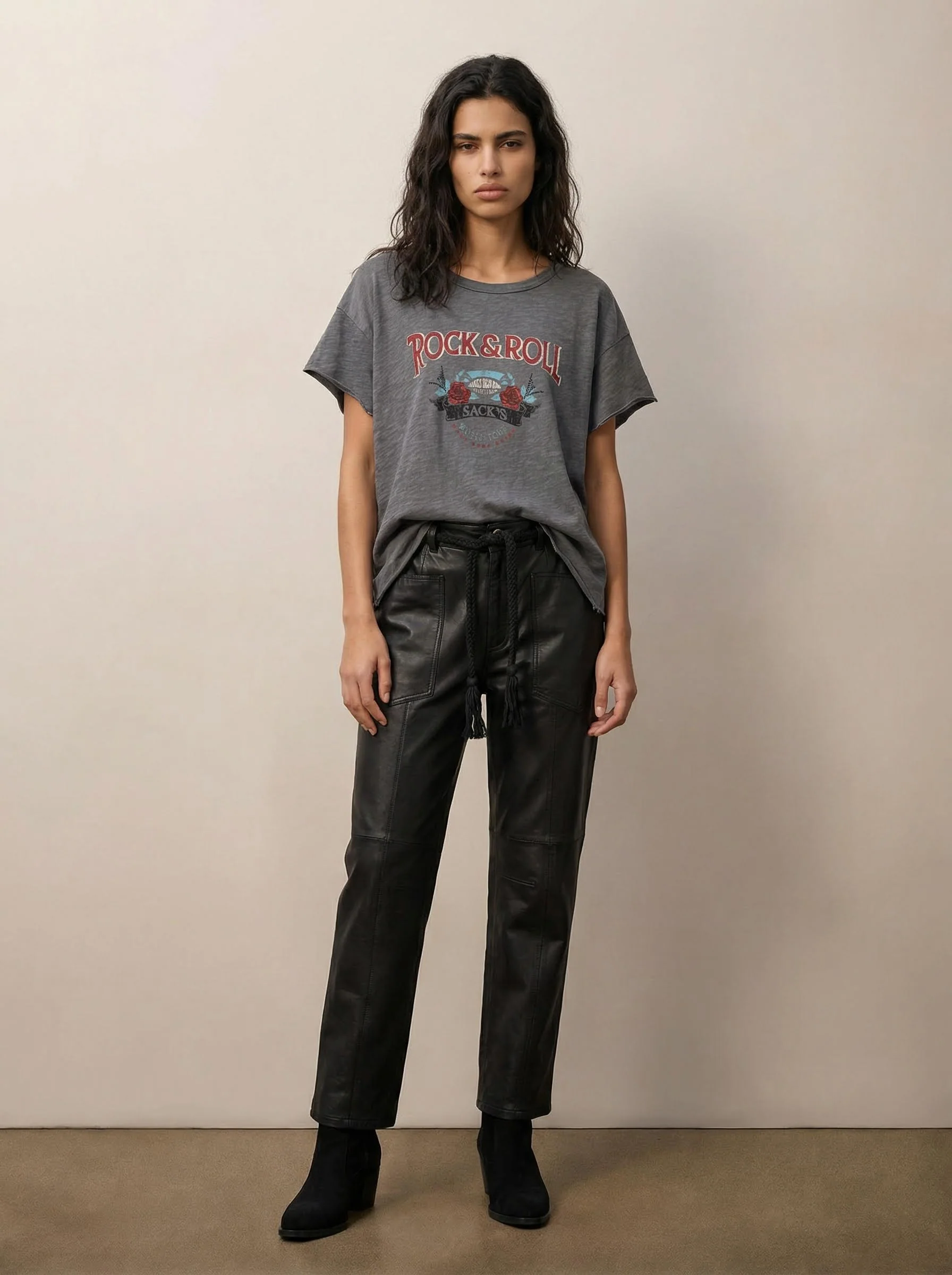 Barrel leather pants with a belt - Image 2