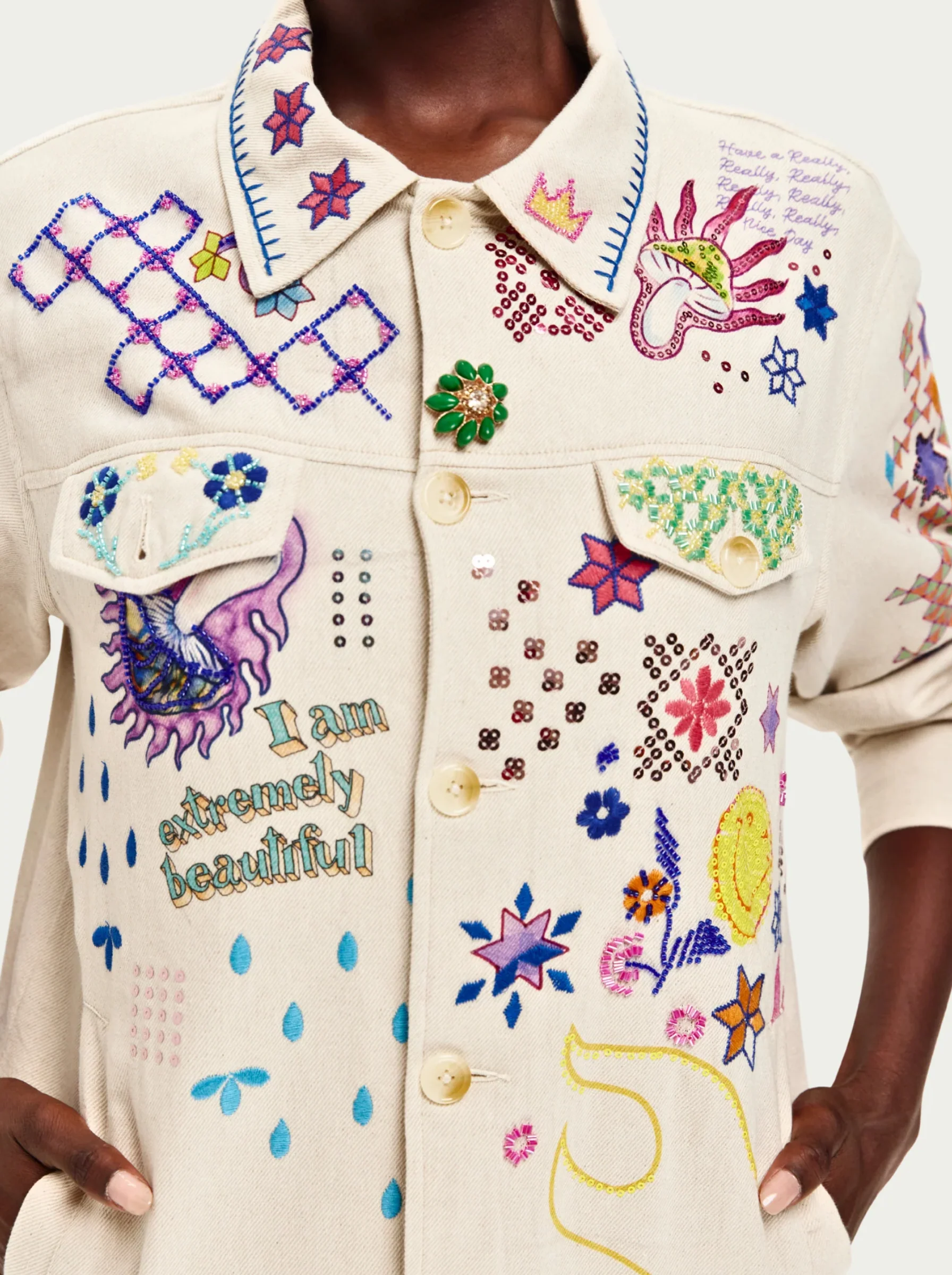 Briann Embroidered Denim Jacket - Image 7