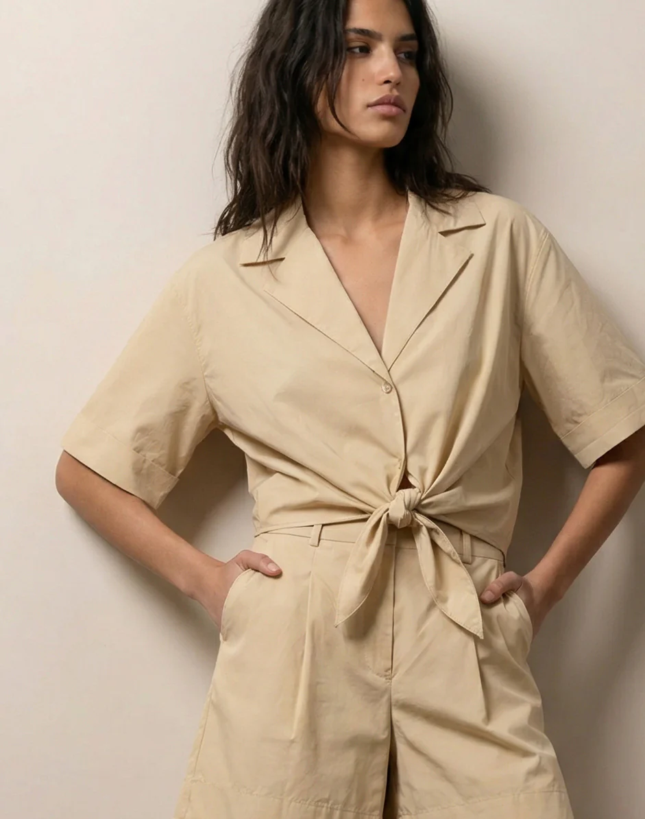 Button-down shirt with front tie - Image 2