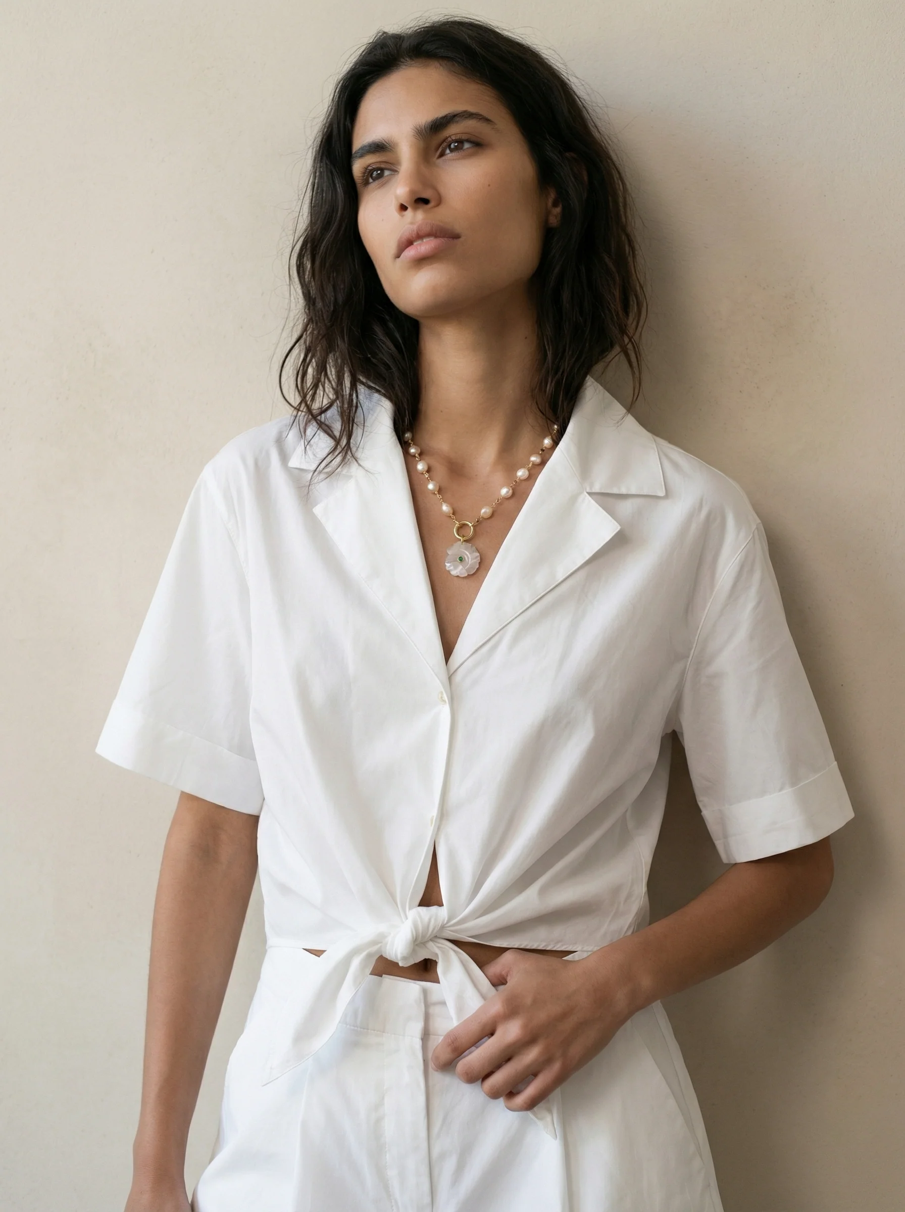 Button-down shirt with front tie - Image 2