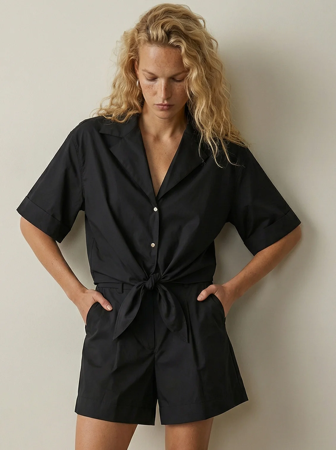 Button-down shirt with front tie - Image 2