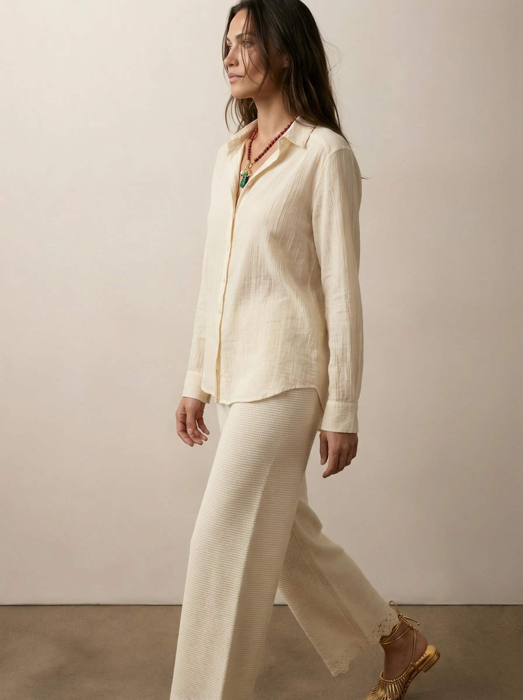 Crinkle button-down shirt - Image 3
