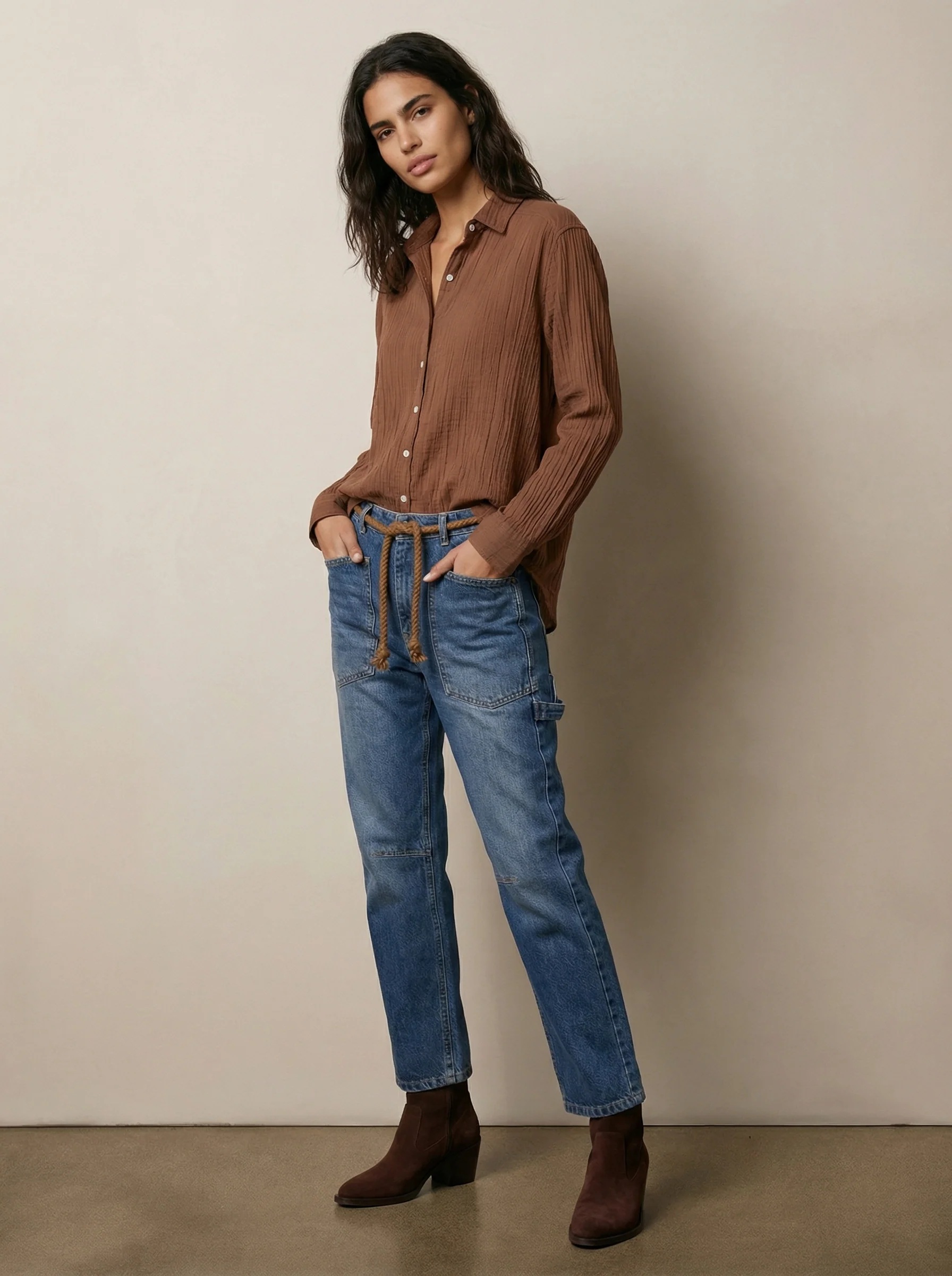 Crinkle button-down shirt - Image 3