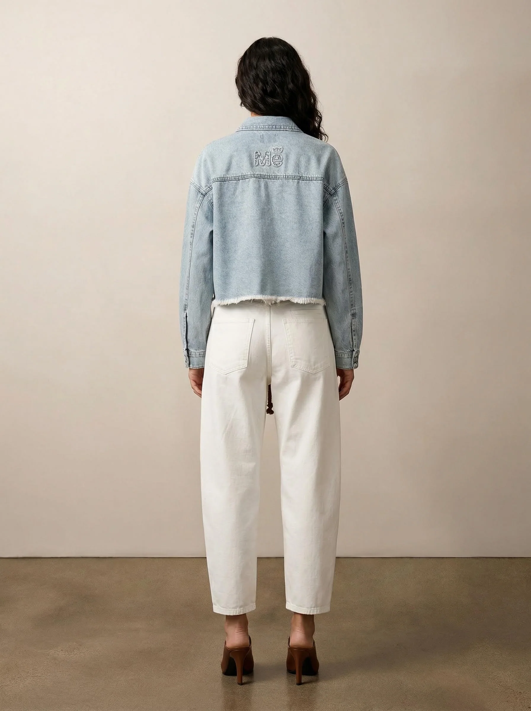 Cropped button-up denim shirt - Image 2