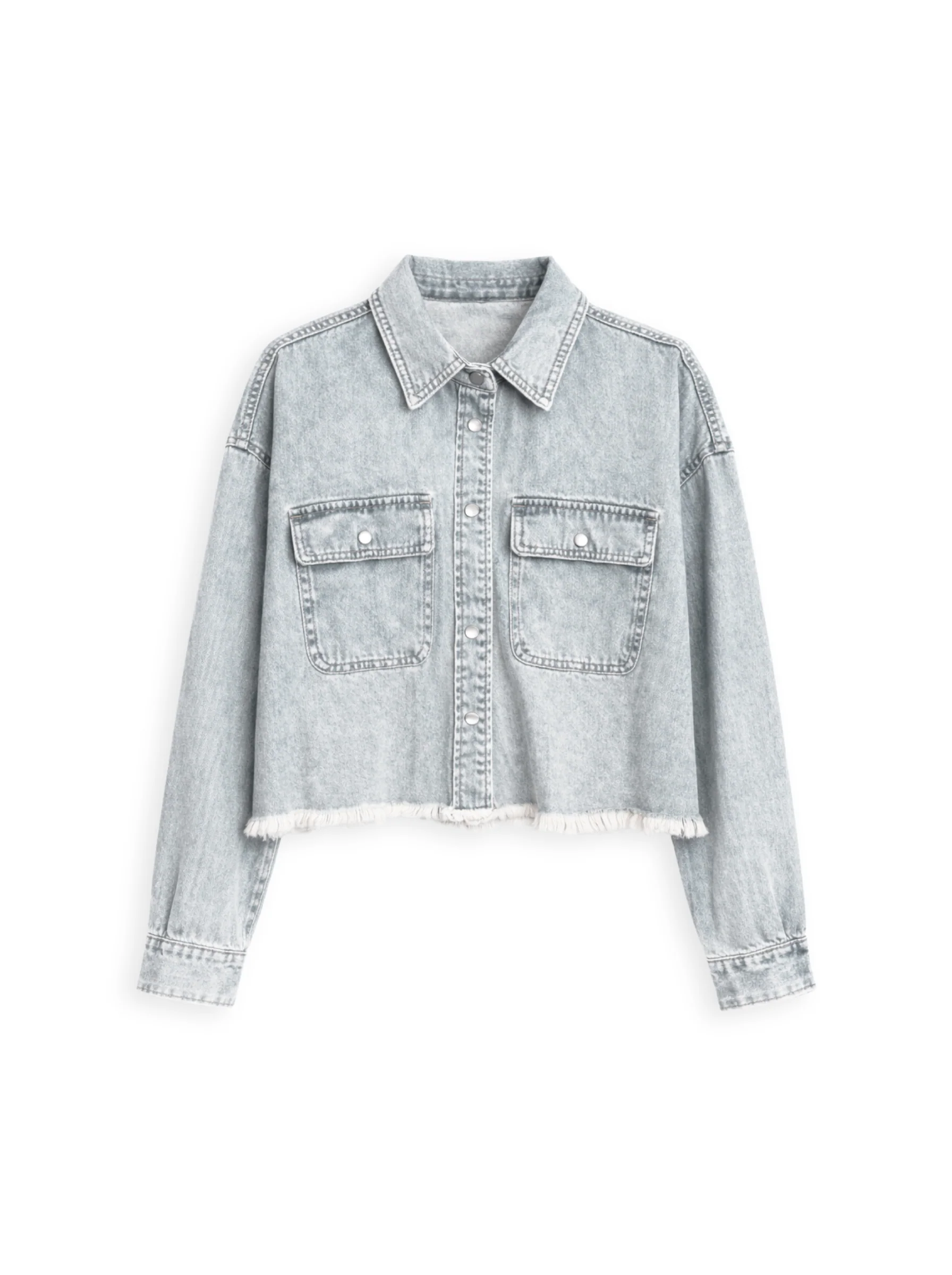 Cropped button-up denim shirt - Image 2