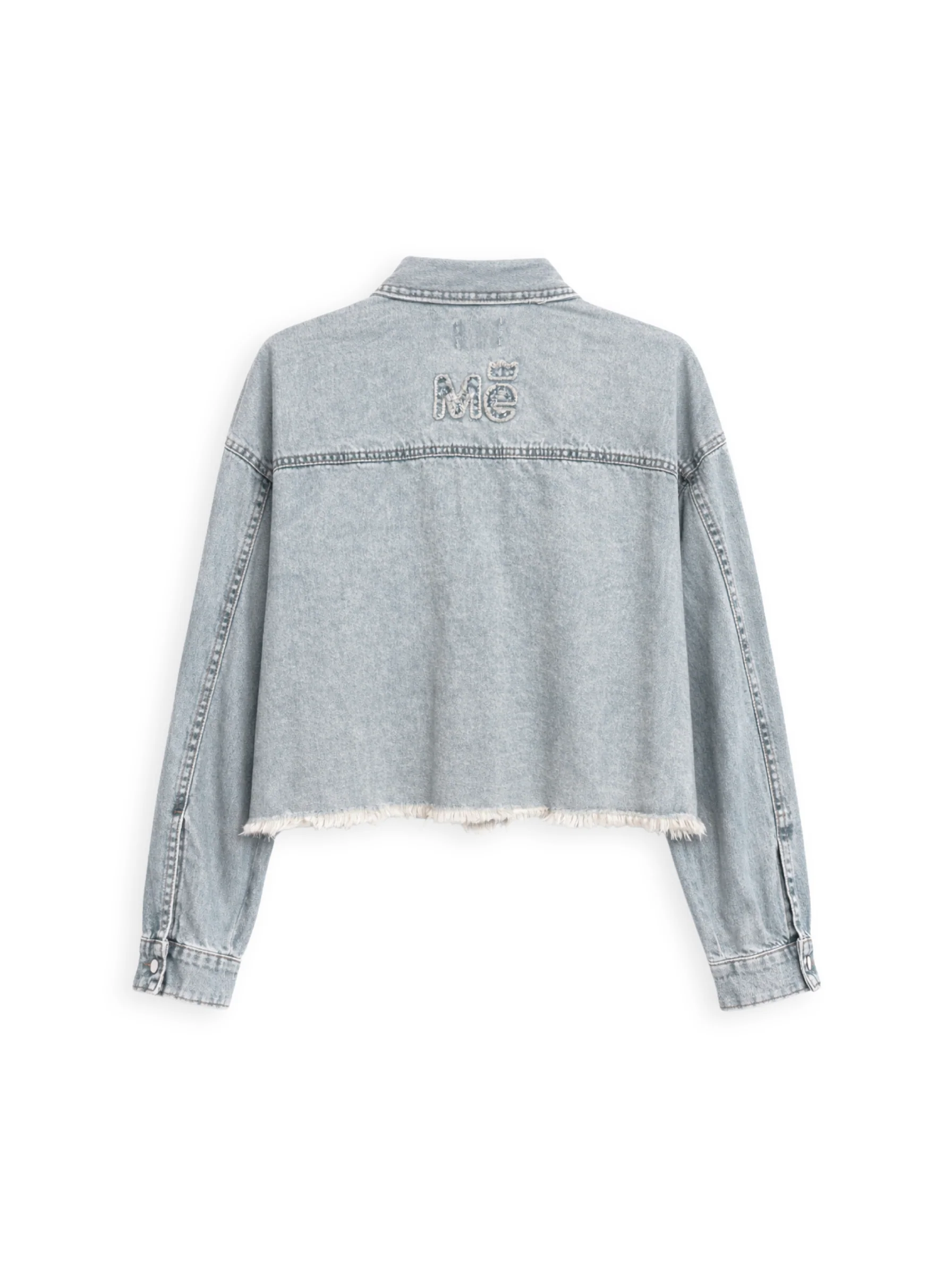 Cropped button-up denim shirt - Image 8