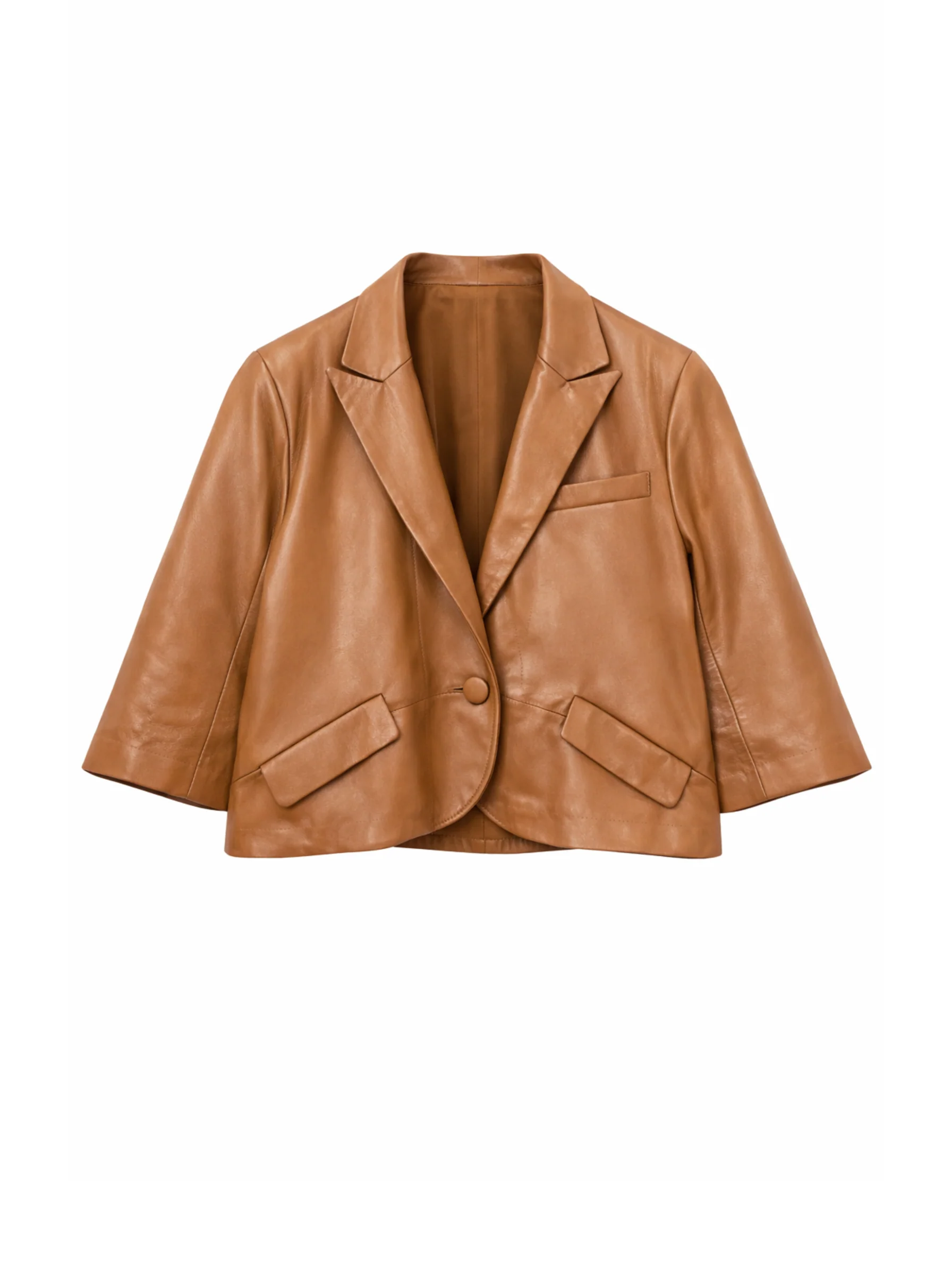 Cropped leather jacket - Image 6