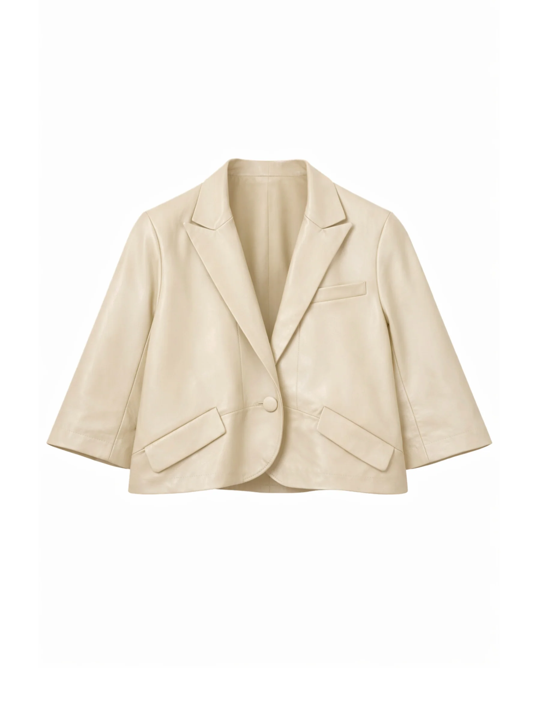 Cropped leather jacket - Image 4