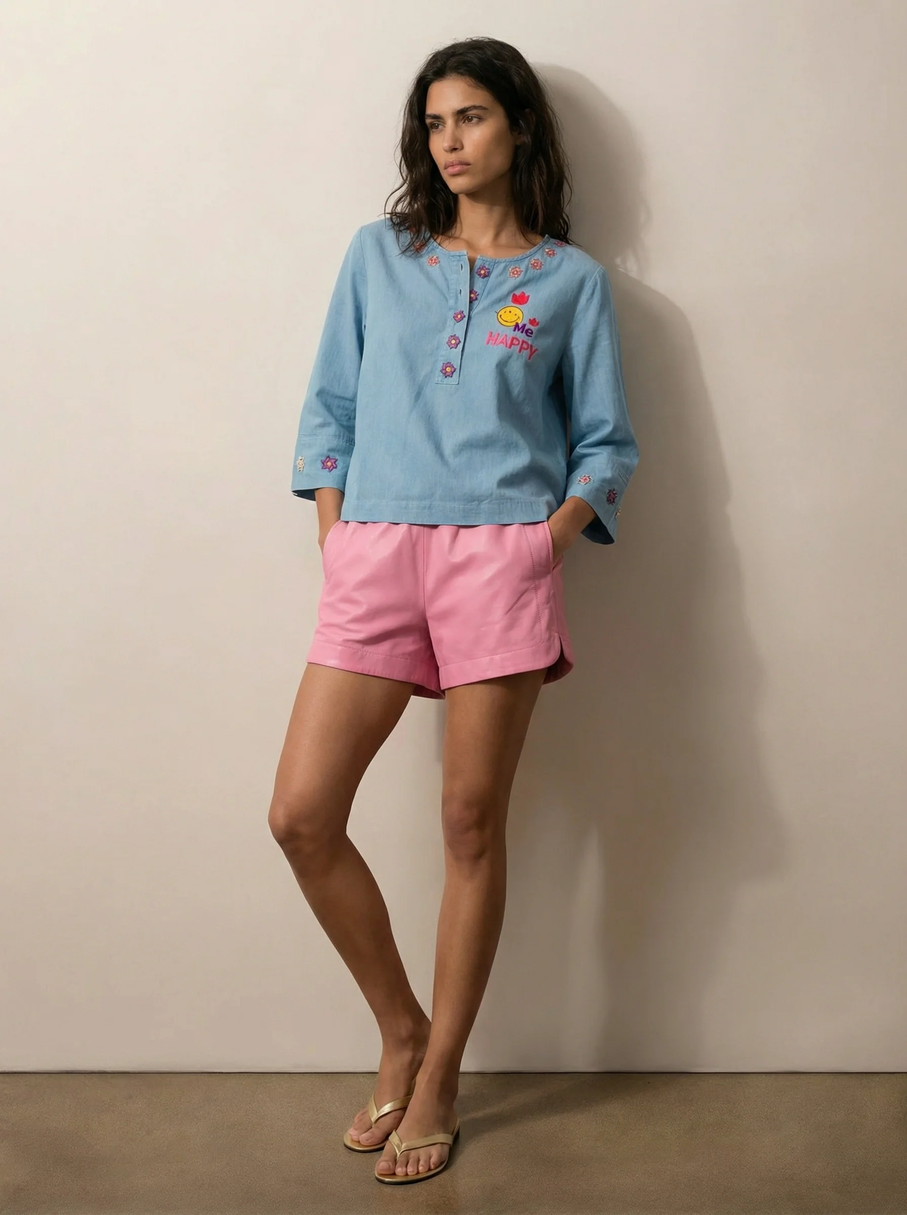 Lily Embroidered Boxy Denim Shirt - Image 2
