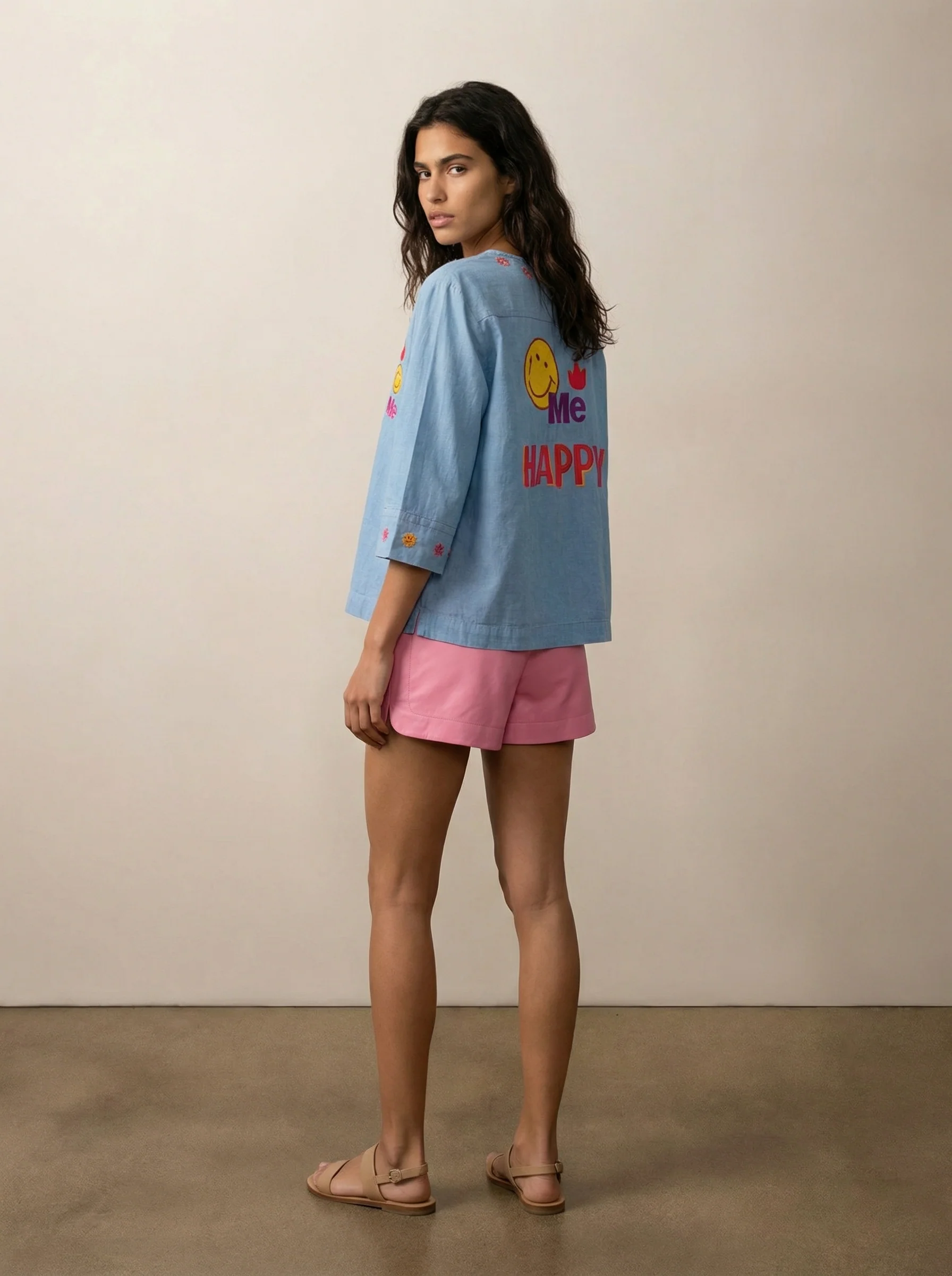 Lily Embroidered Boxy Denim Shirt - Image 3