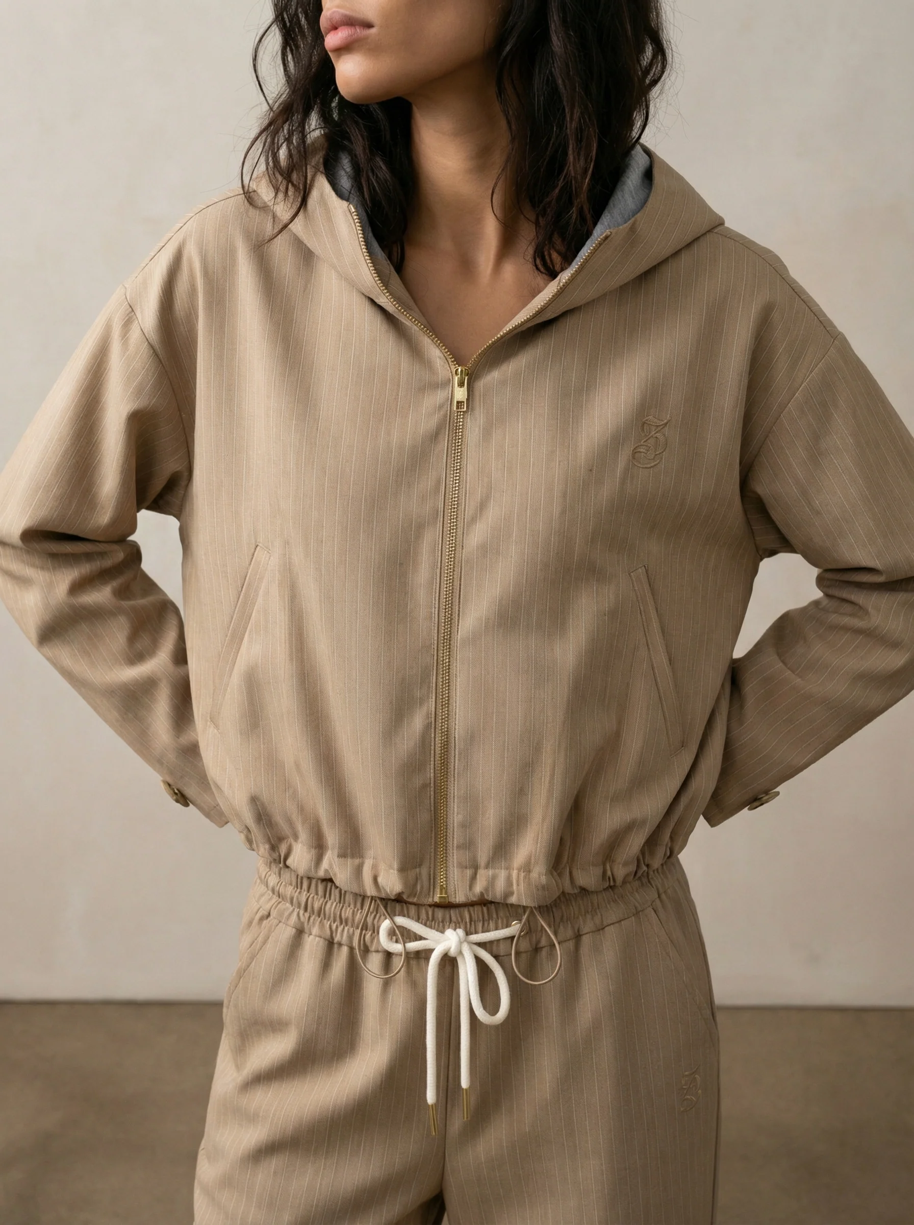 Pinstripe hoodie jacket