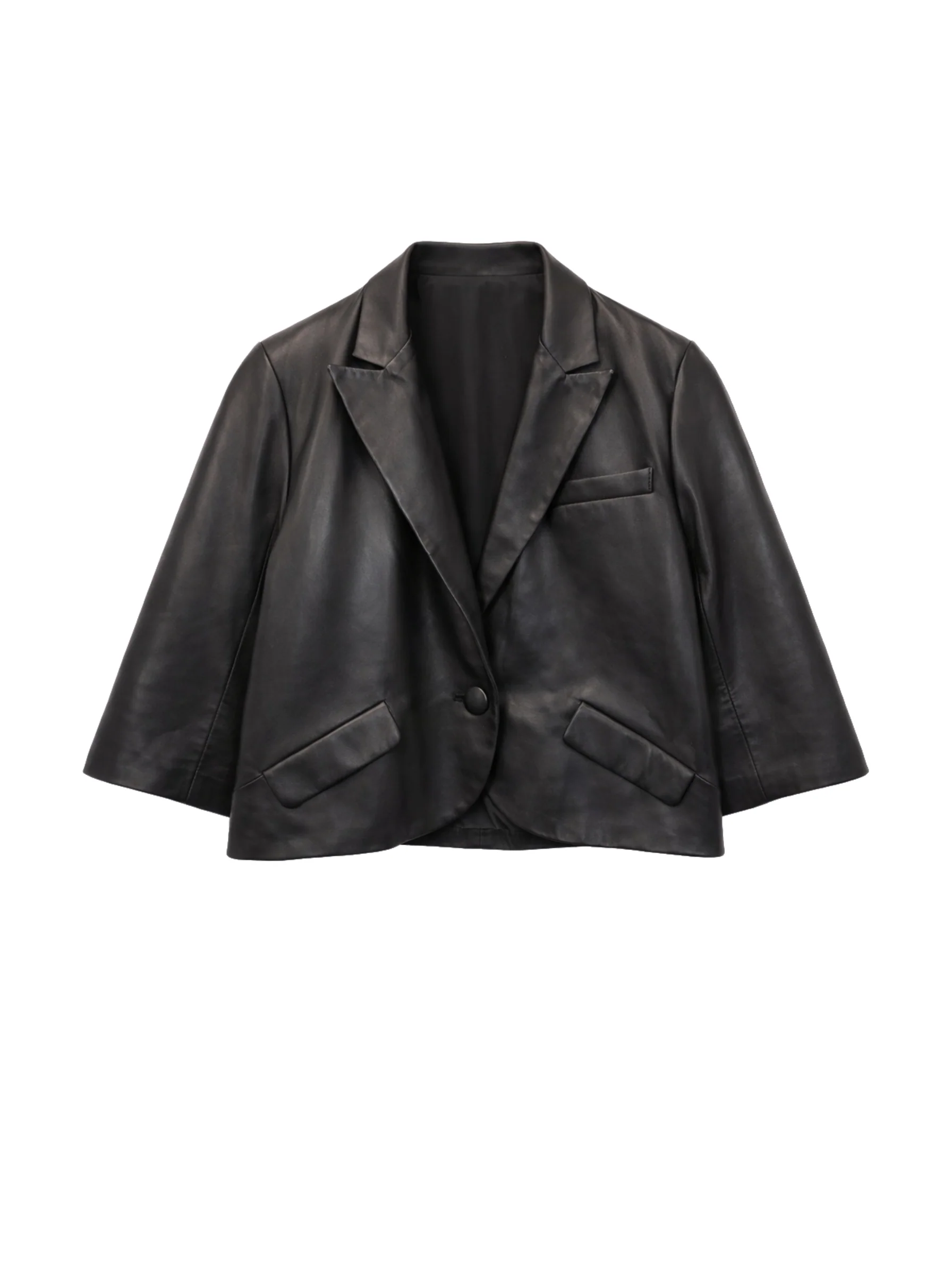 Cropped leather jacket - Image 5