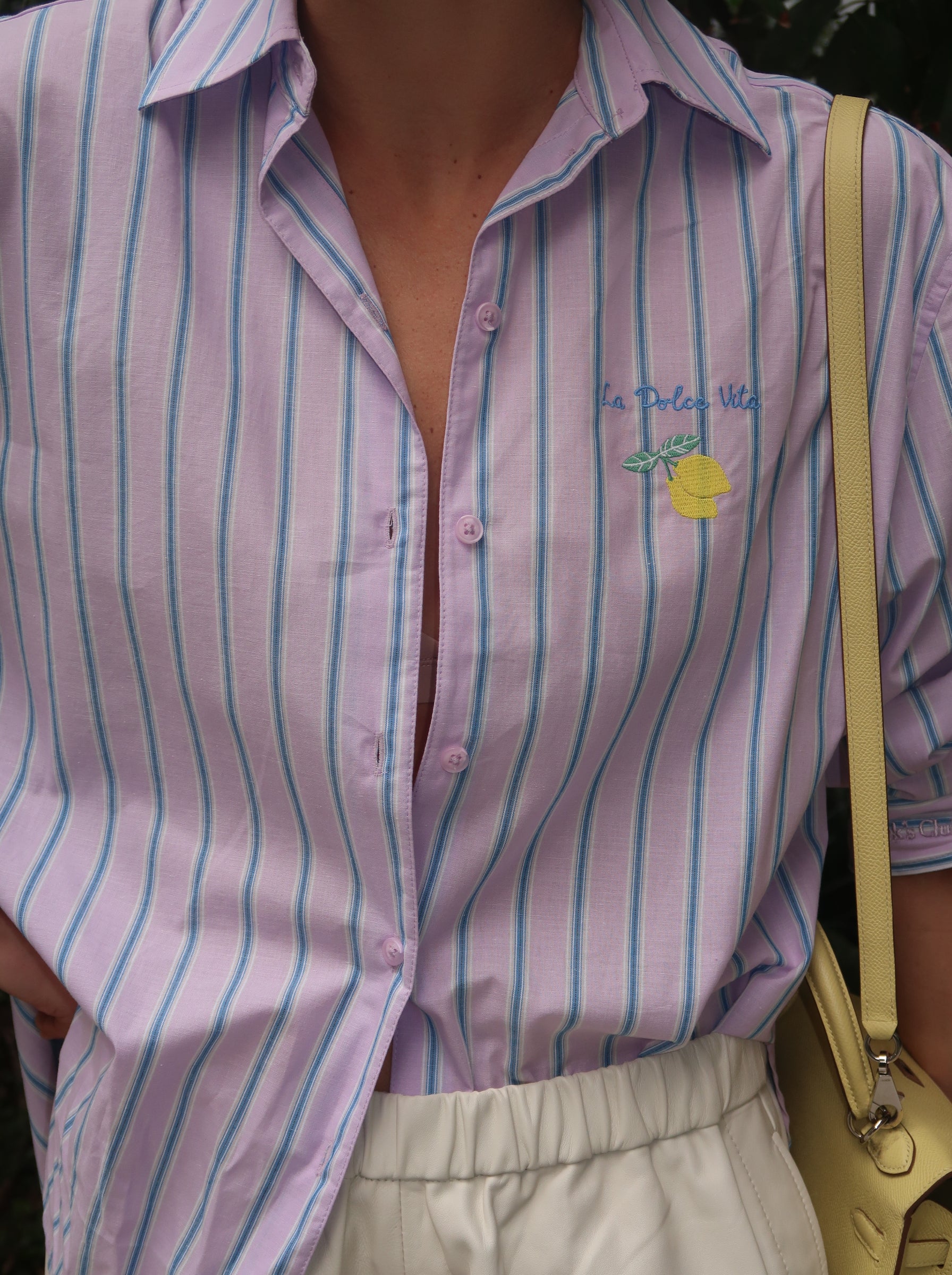 Striped button-down shirt