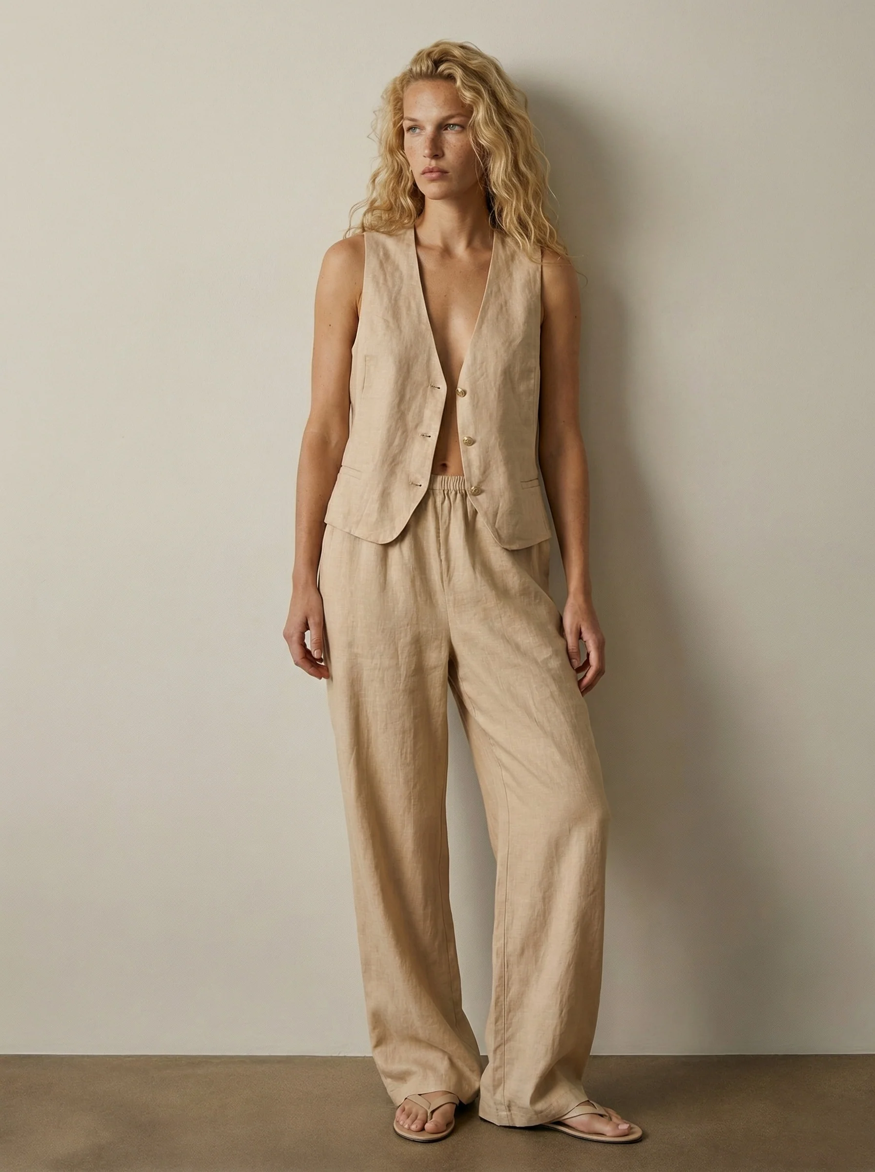 Tailored linen vest - Image 3