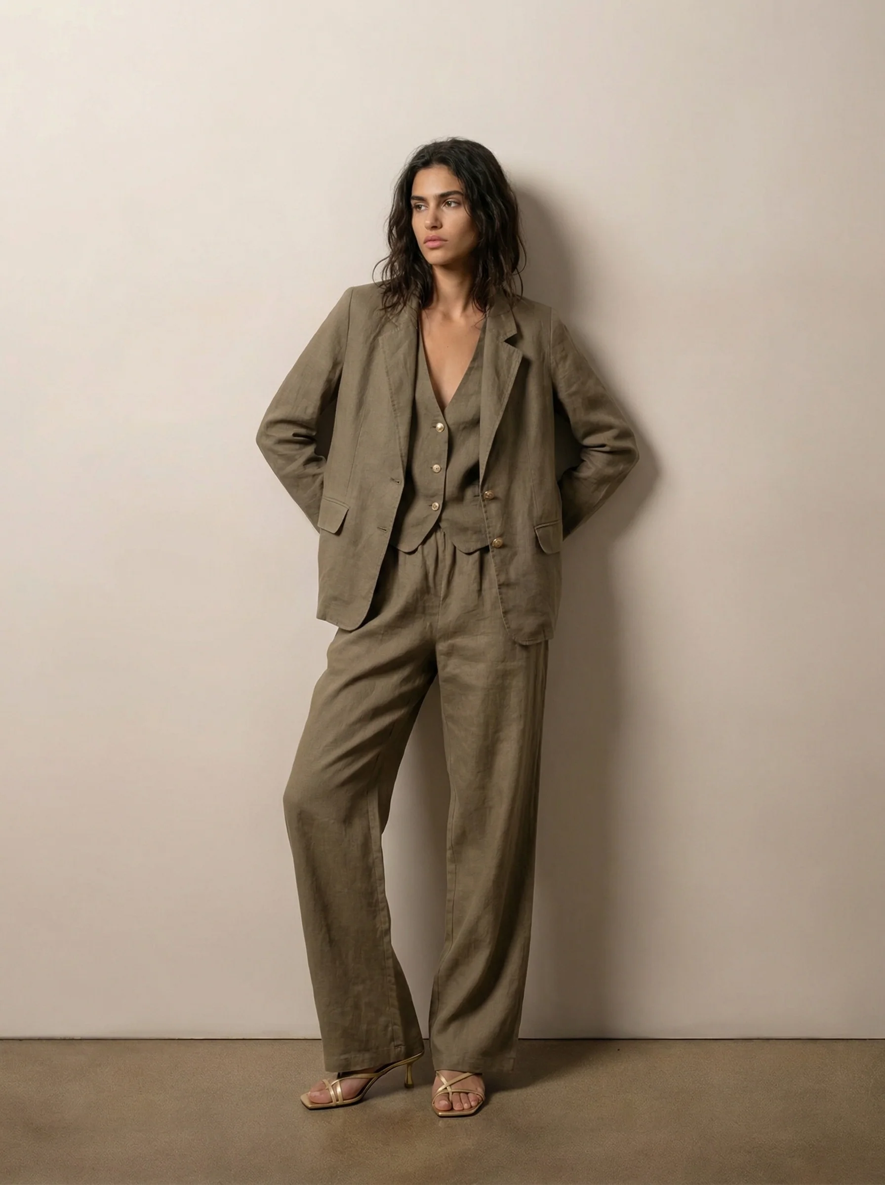 Tailored linen vest