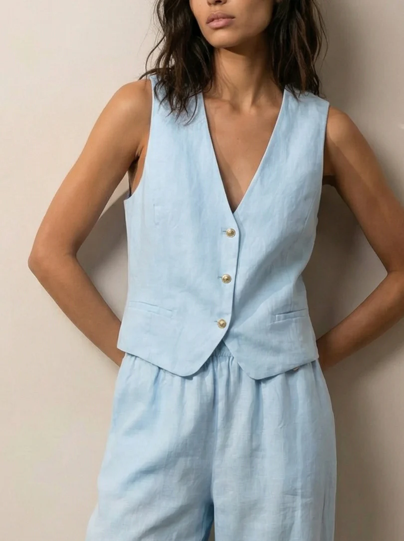 Tailored linen vest - Image 2