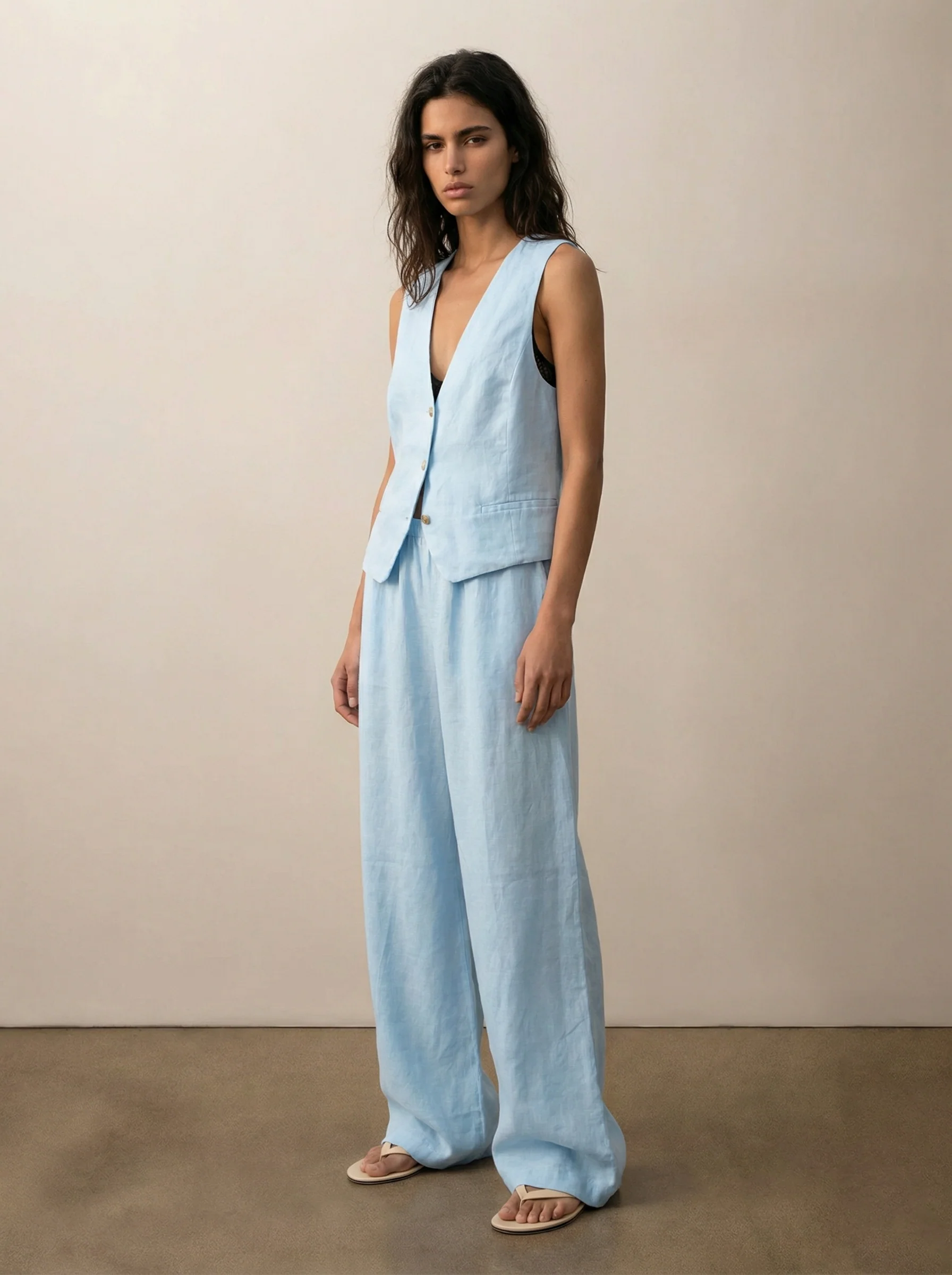 Tailored linen vest - Image 3