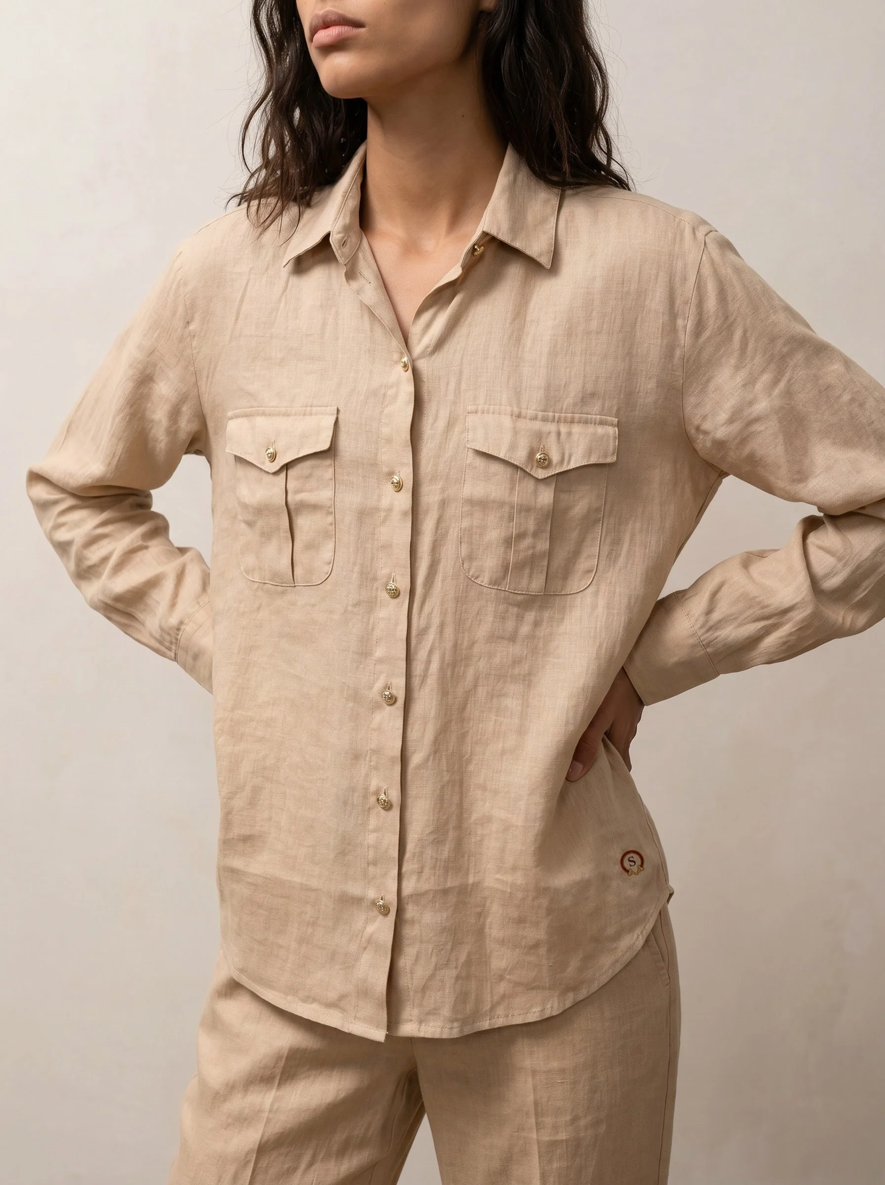 Utility linen shirt with pockets - Image 5