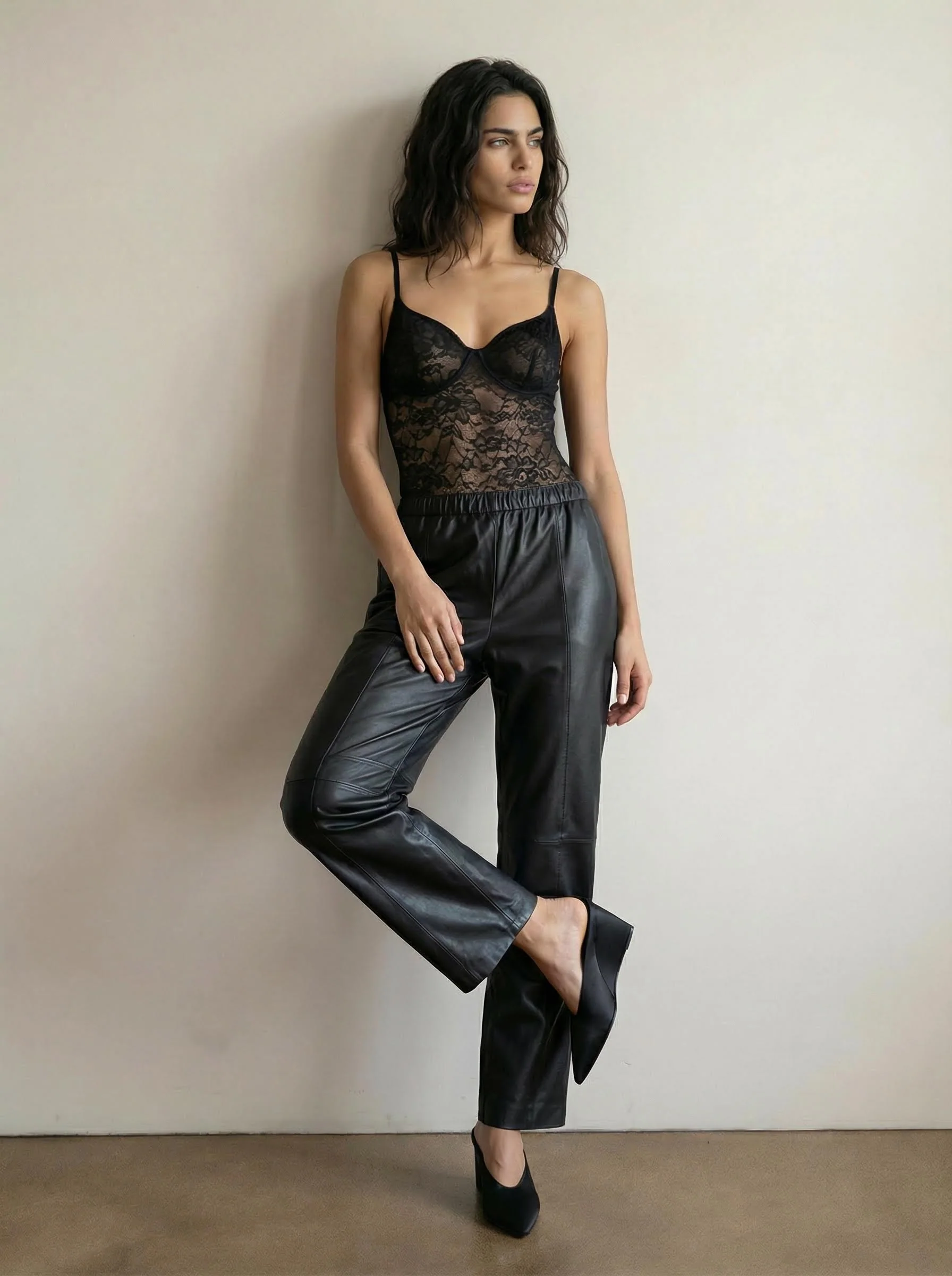 Wide-leg leather pants - Image 3