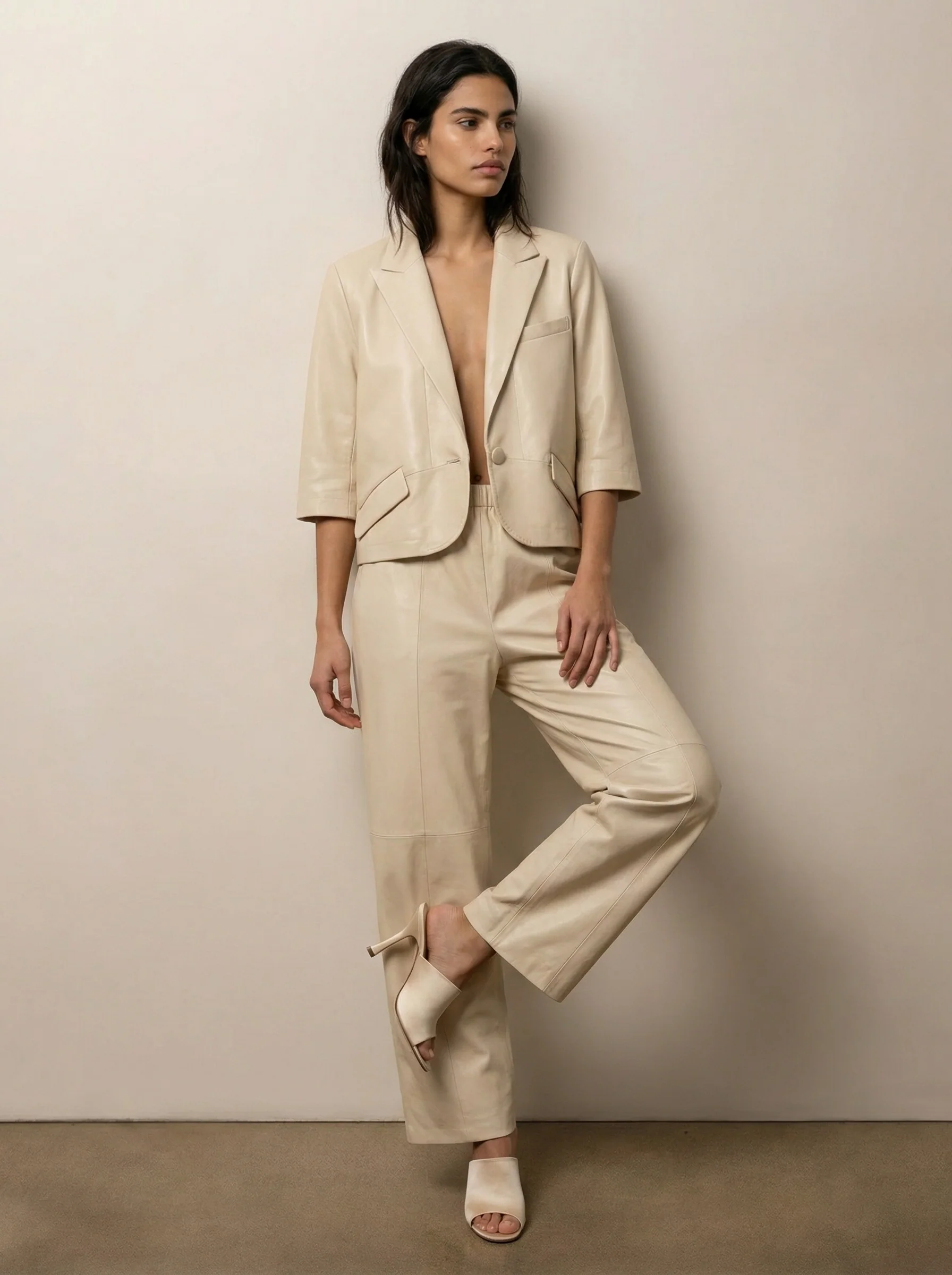 Wide-leg leather pants - Image 3