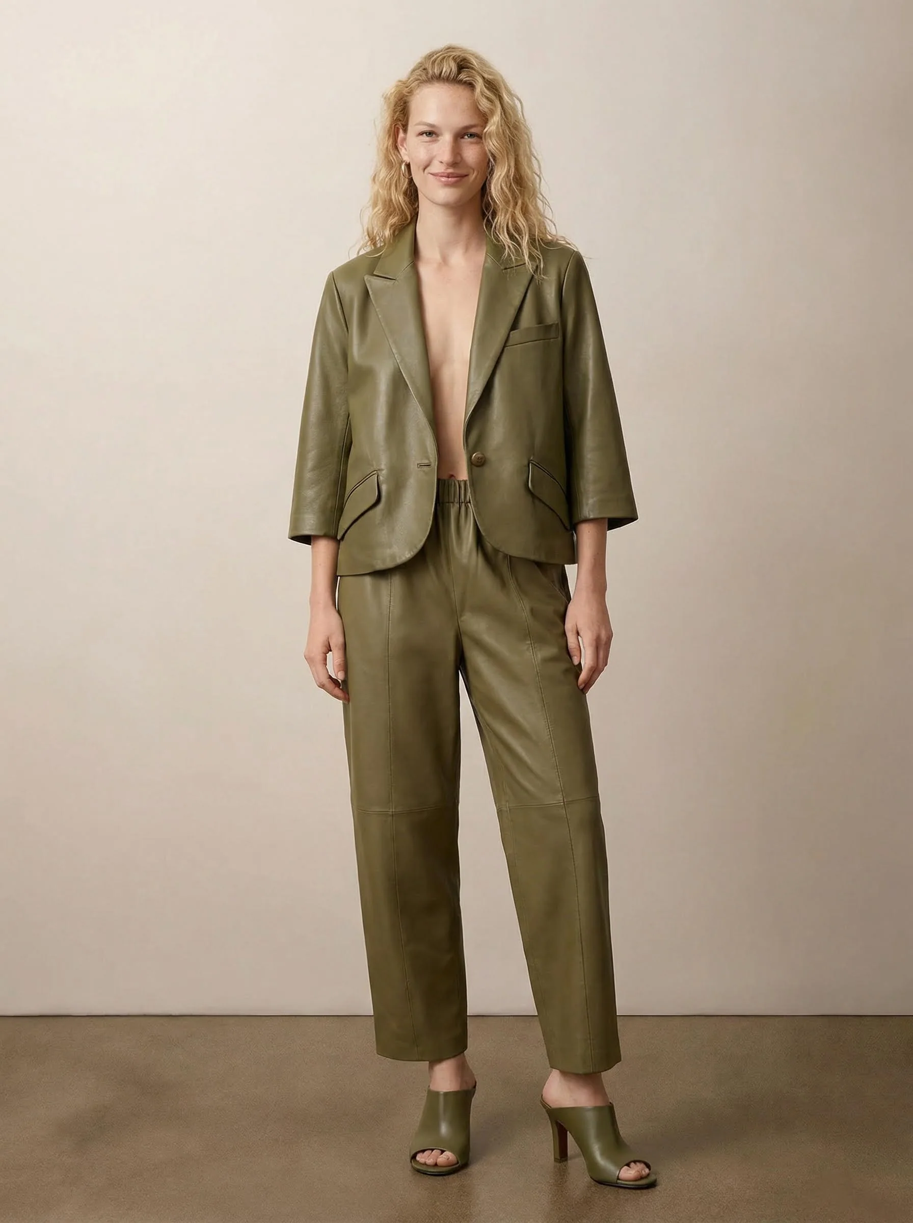 Wide-leg leather pants