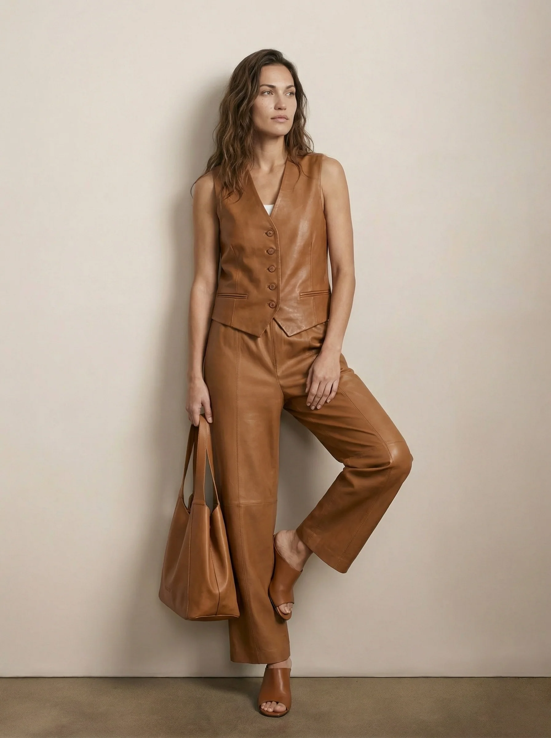 Wide-leg leather pants - Image 2