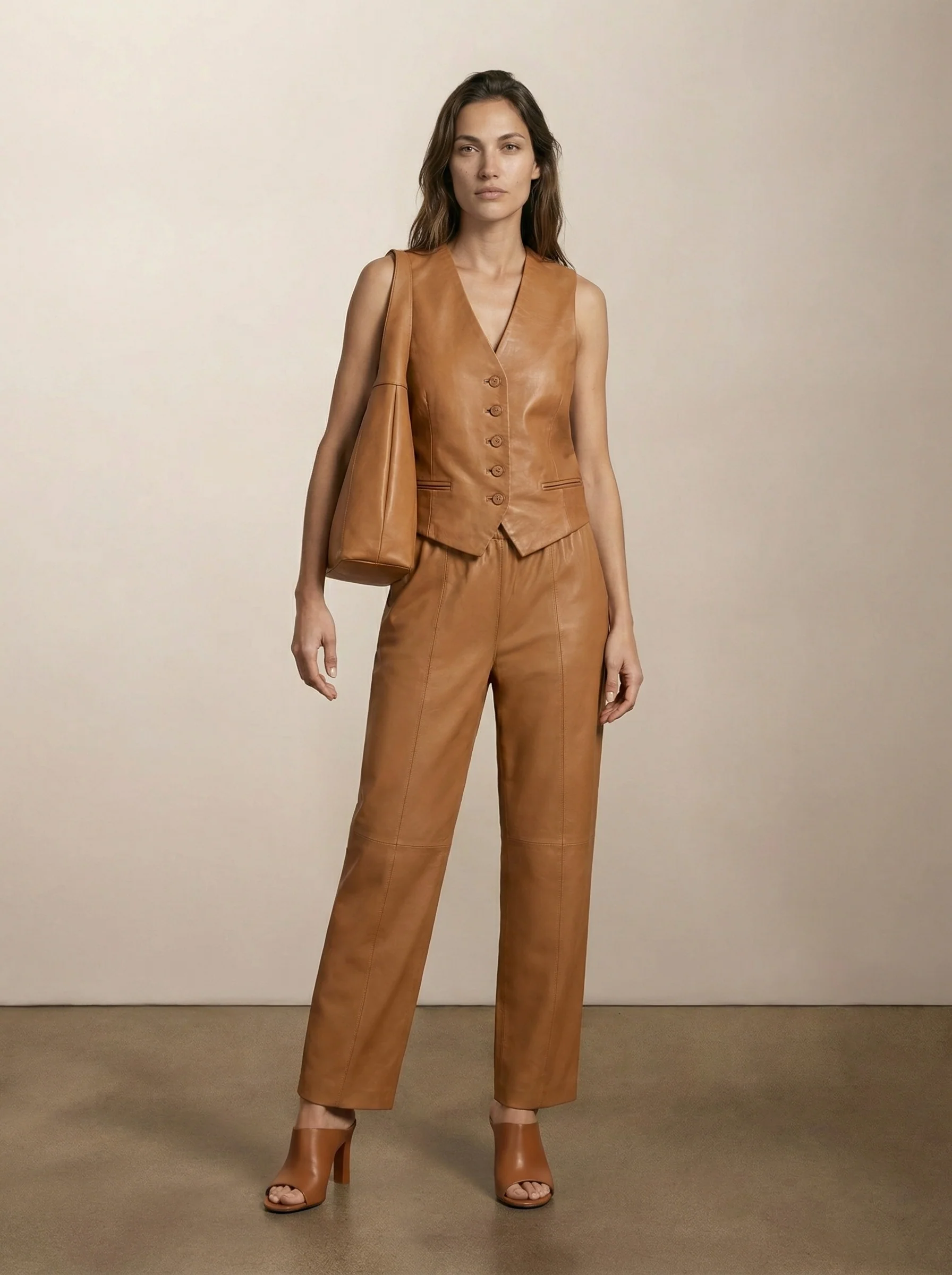 Wide-leg leather pants - Image 3
