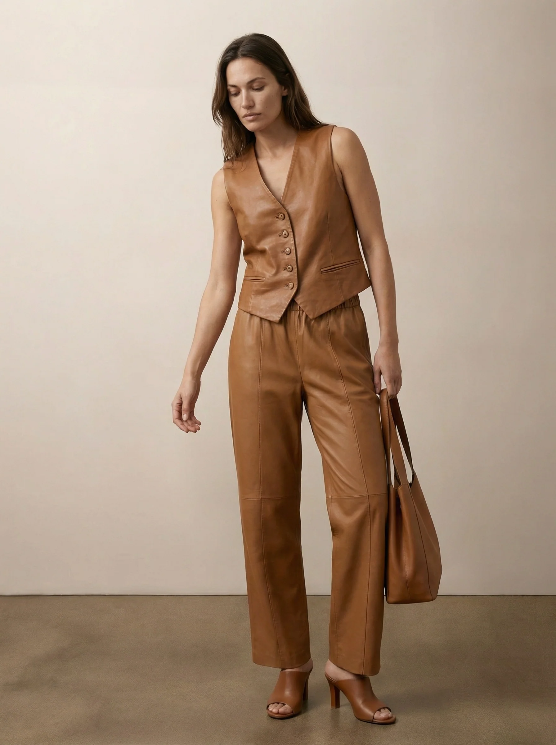 Wide-leg leather pants - Image 4