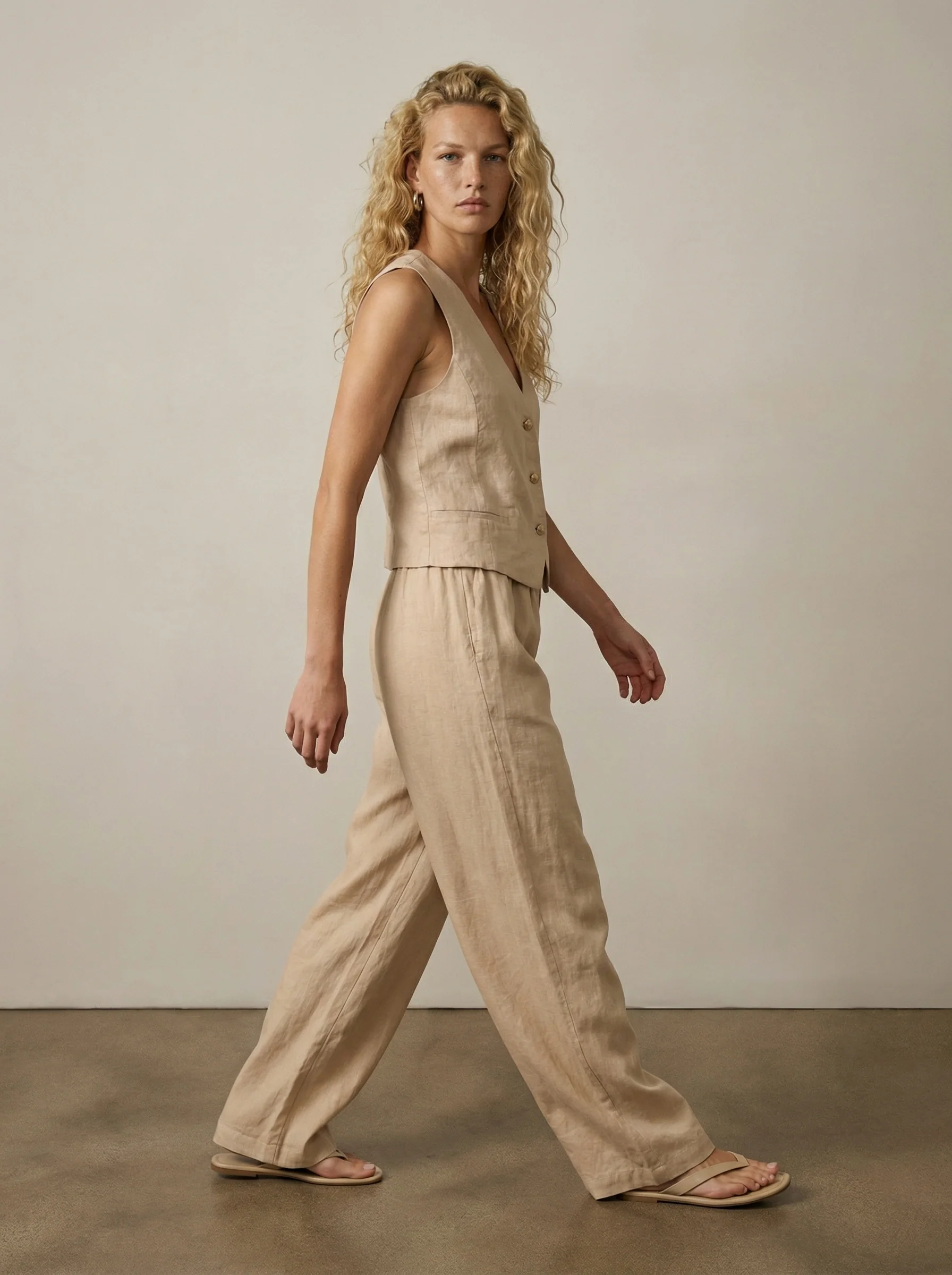 Wide-leg linen pants - Image 2