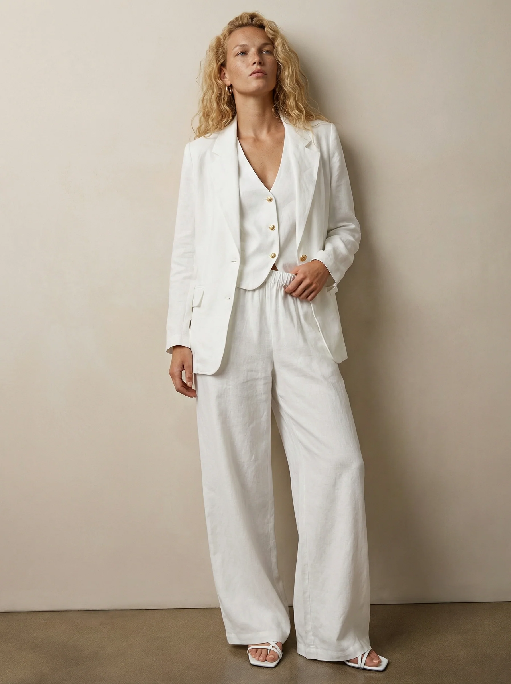 Wide-leg linen pants