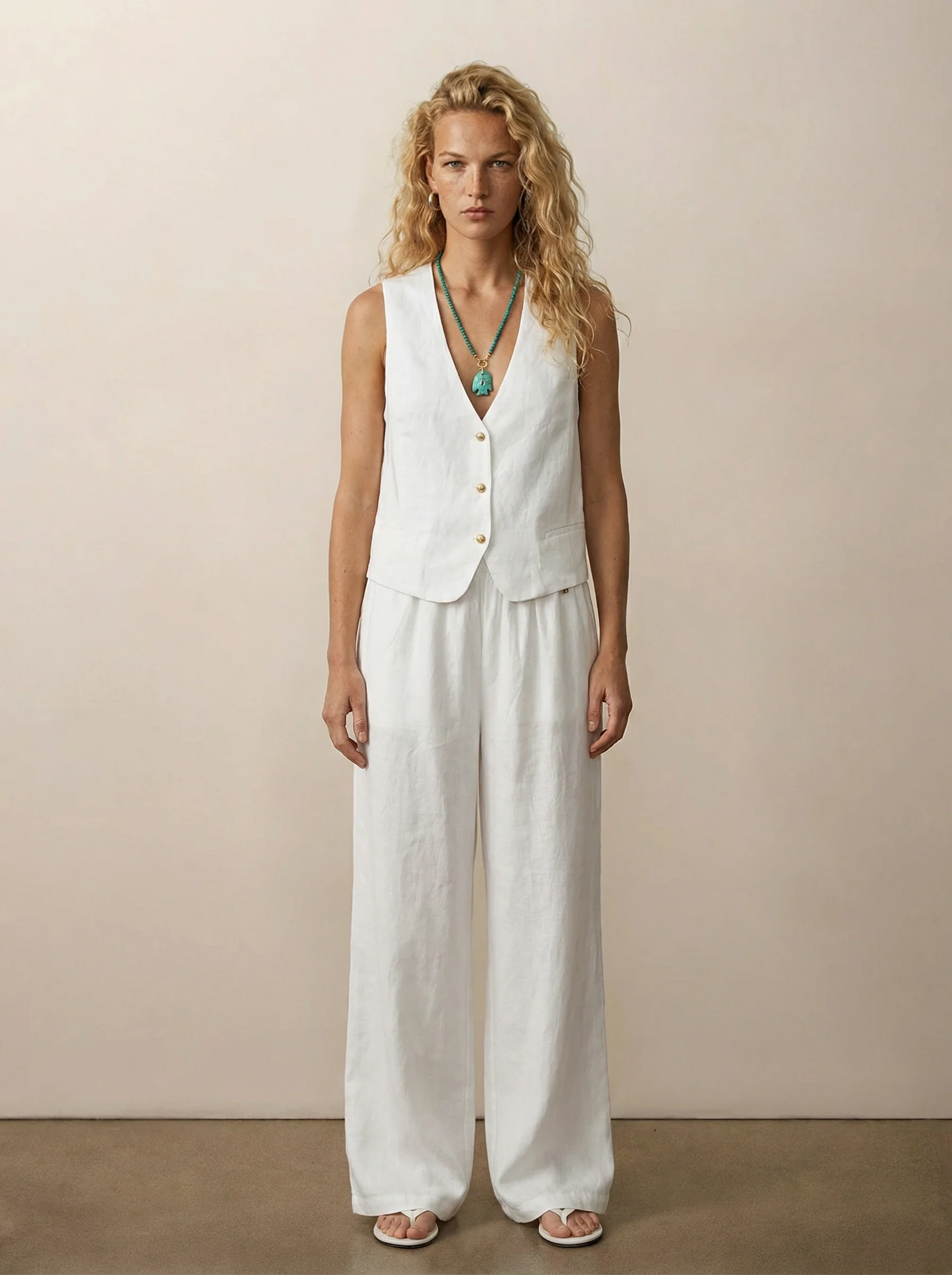 Wide-leg linen pants