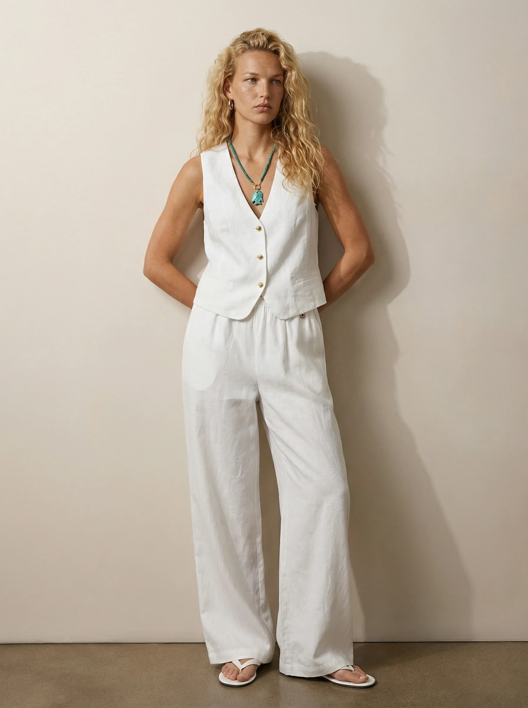 Wide-leg linen pants - Image 3