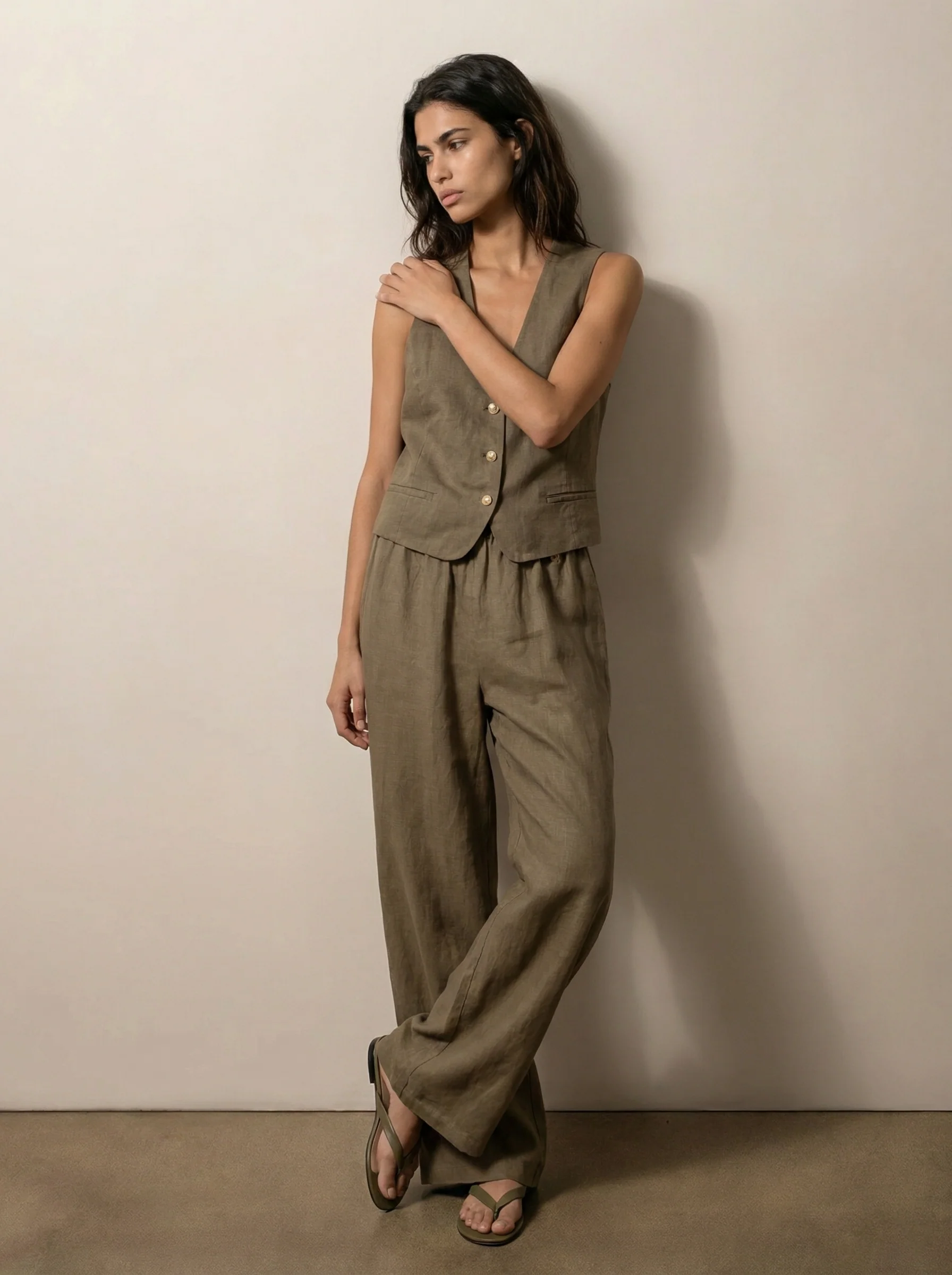 Wide-leg linen pants - Image 2