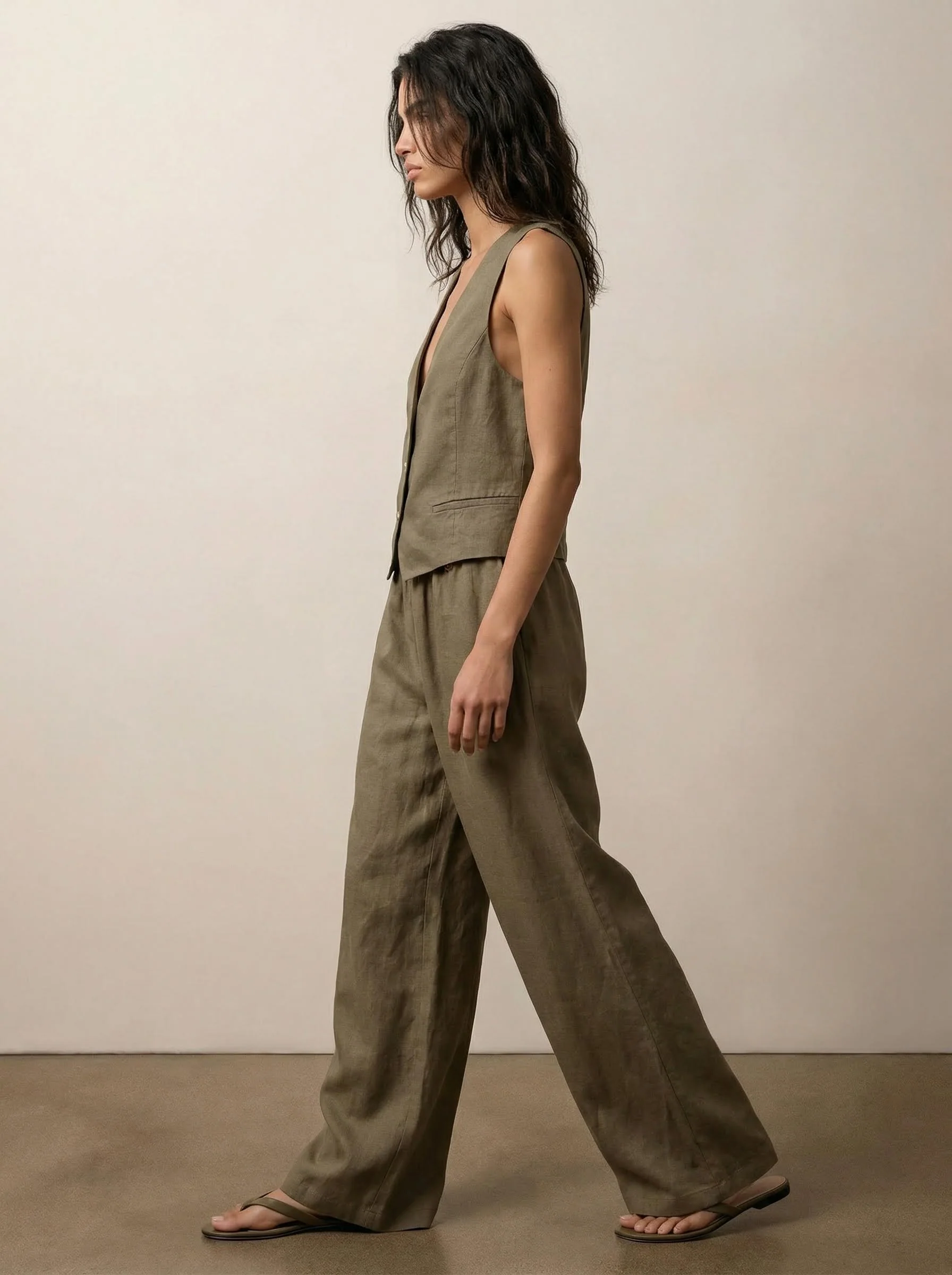 Wide-leg linen pants - Image 3