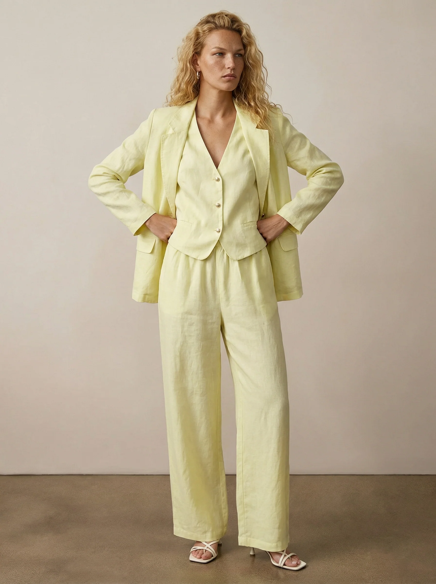 Wide-leg linen pants