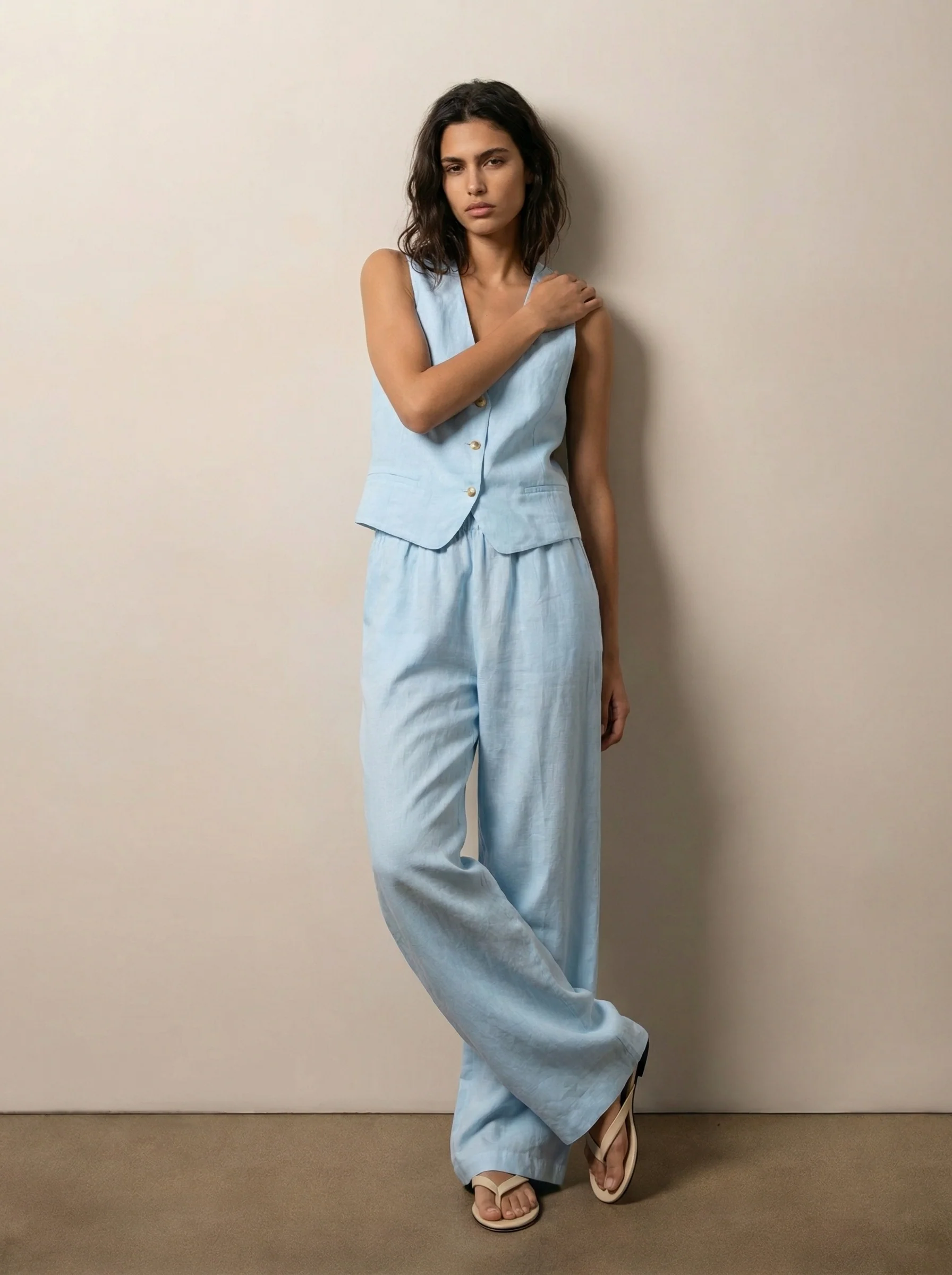 Wide-leg linen pants