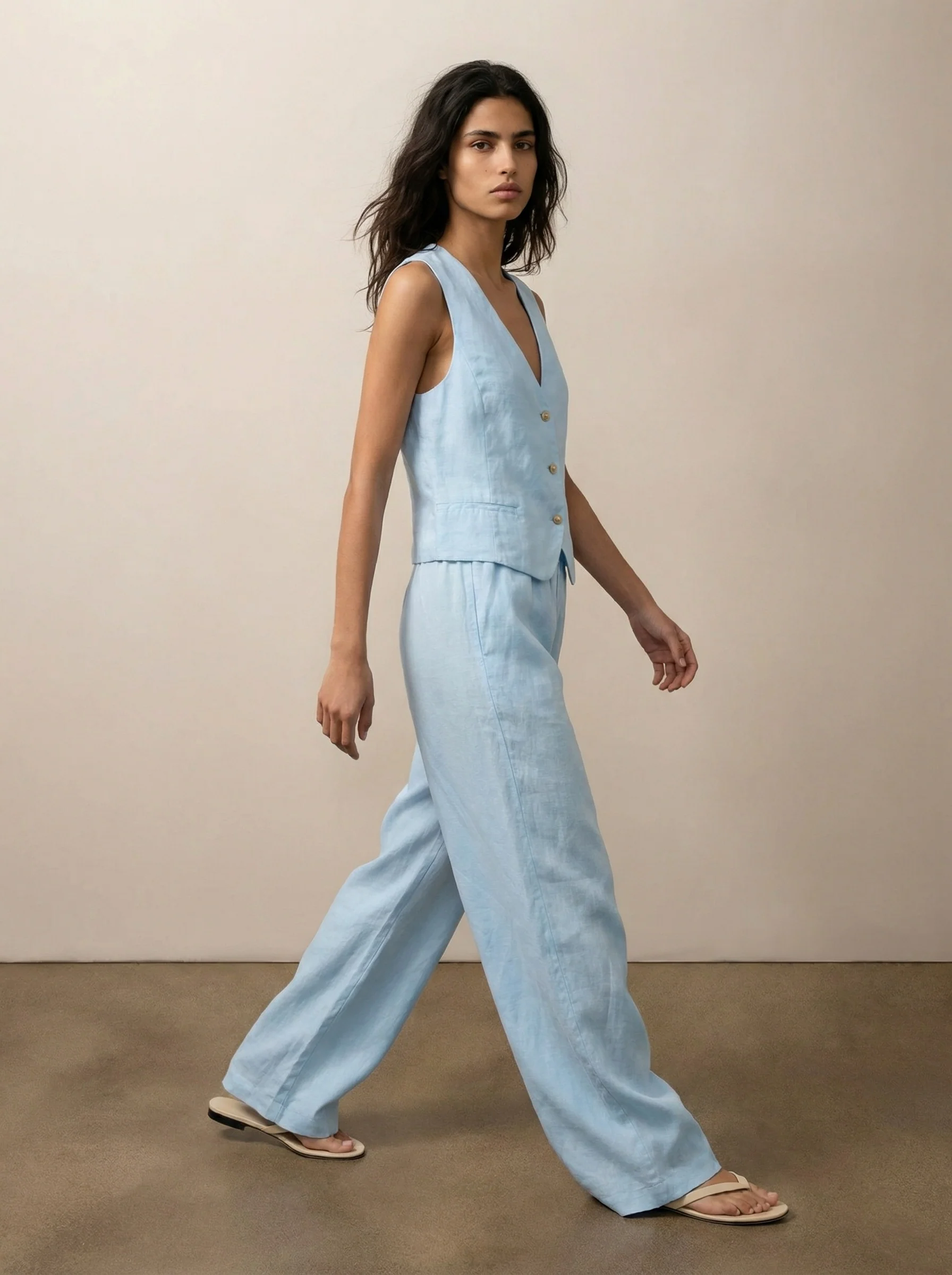 Wide-leg linen pants - Image 2