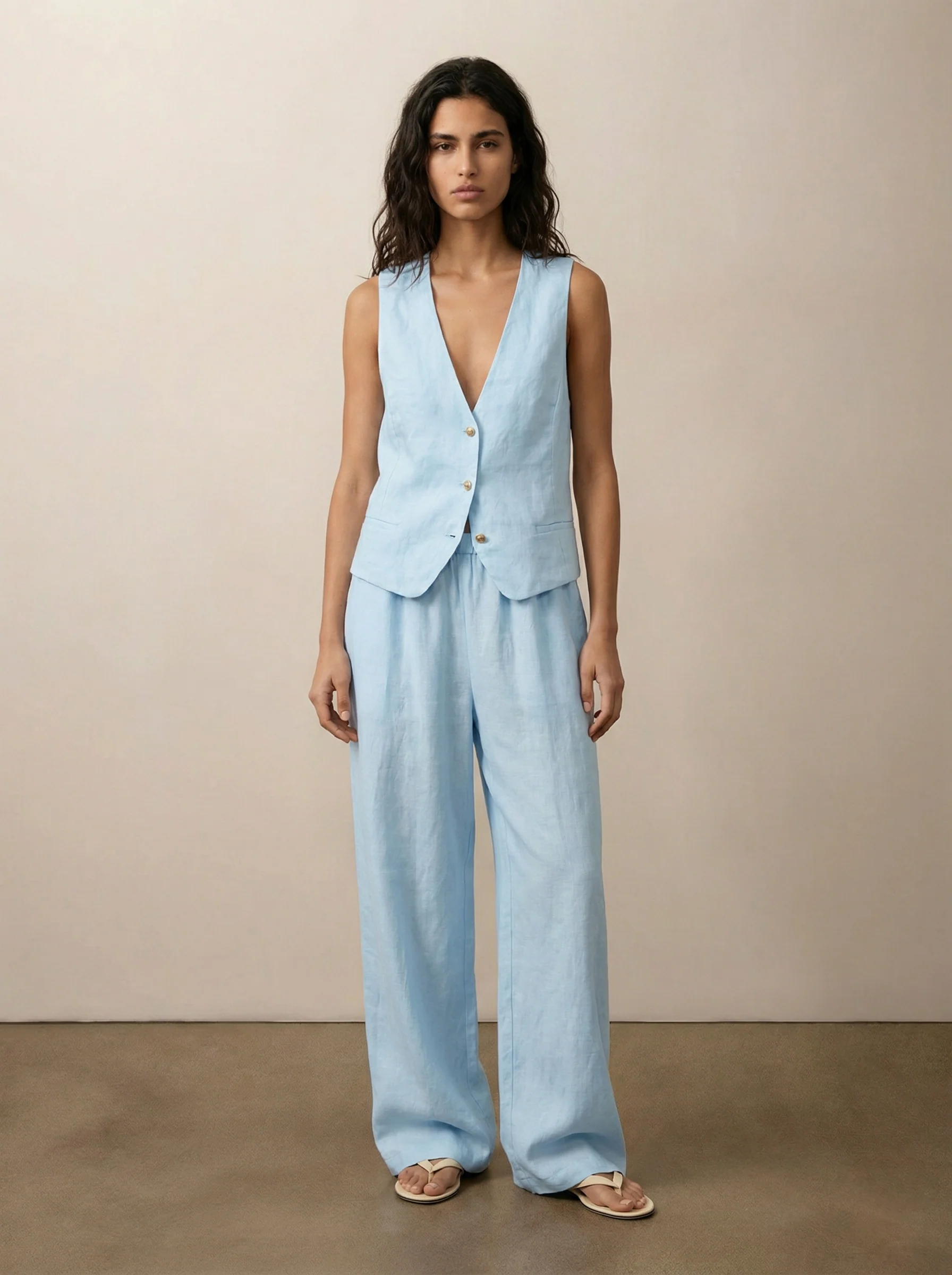 Wide-leg linen pants - Image 3